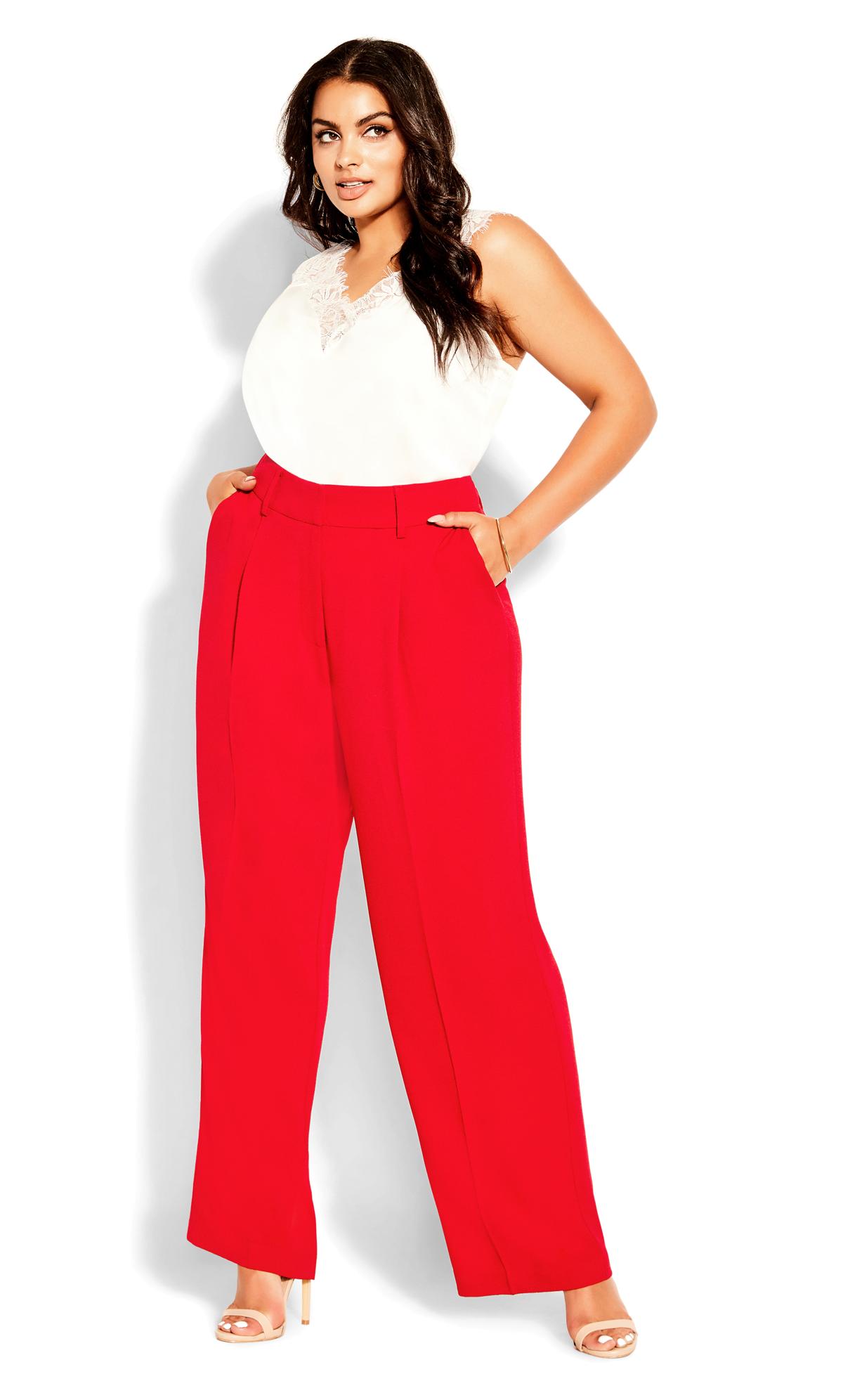 City Chic Burgundy Red Wide Leg Trousers 1