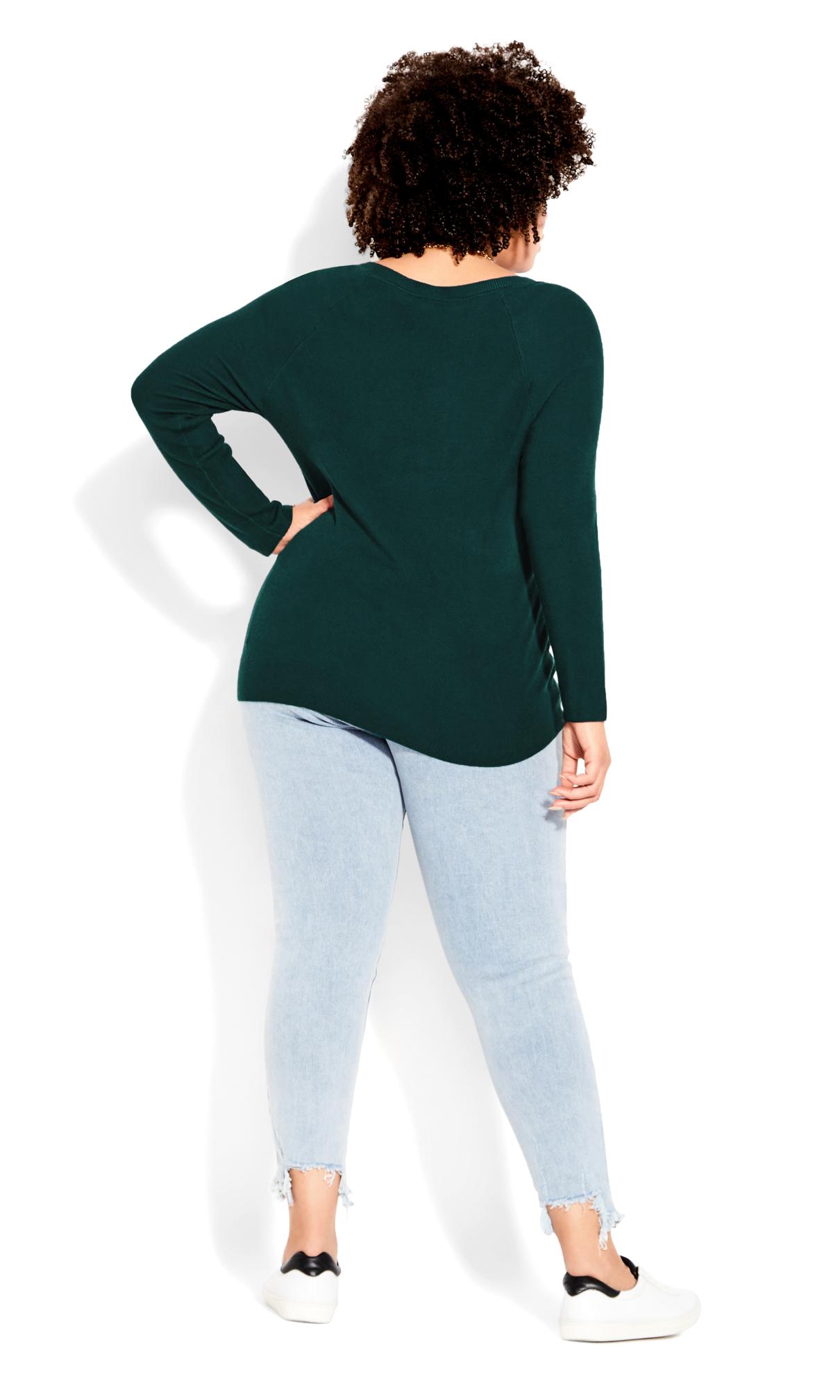 City Chic Green Cut Out Jumper | Evans