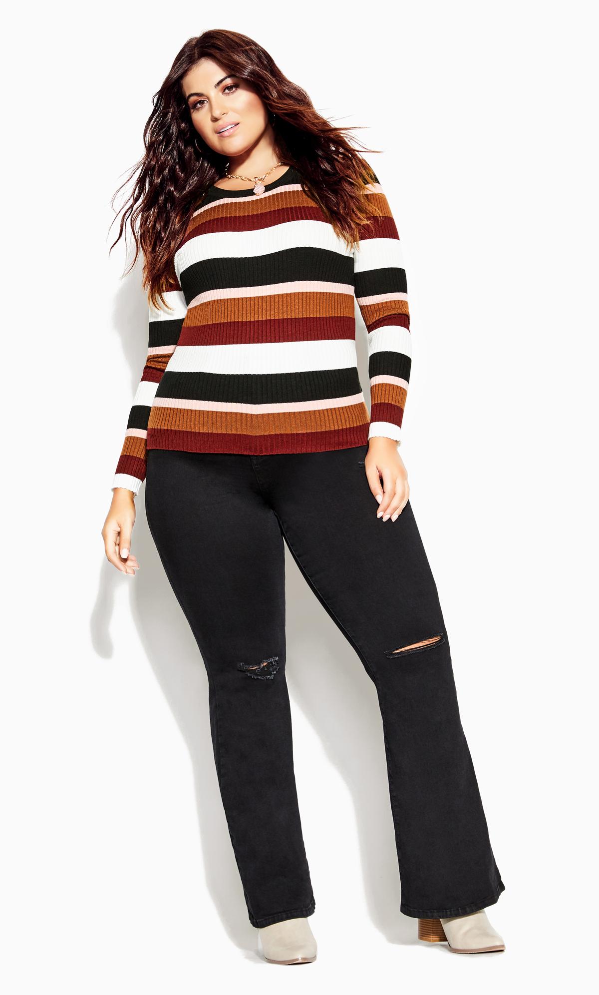 Ribbed Stripe Red Sweater 1