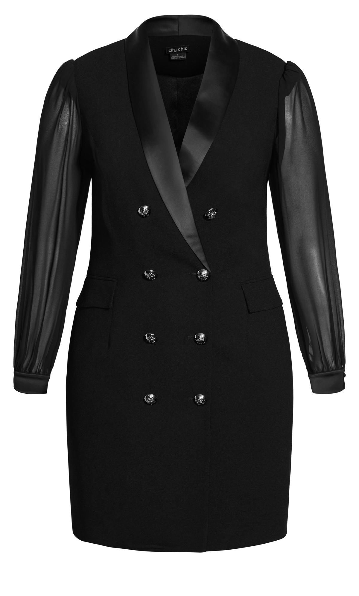 Evans Black Sheer Sleeve Blazer Dress 3