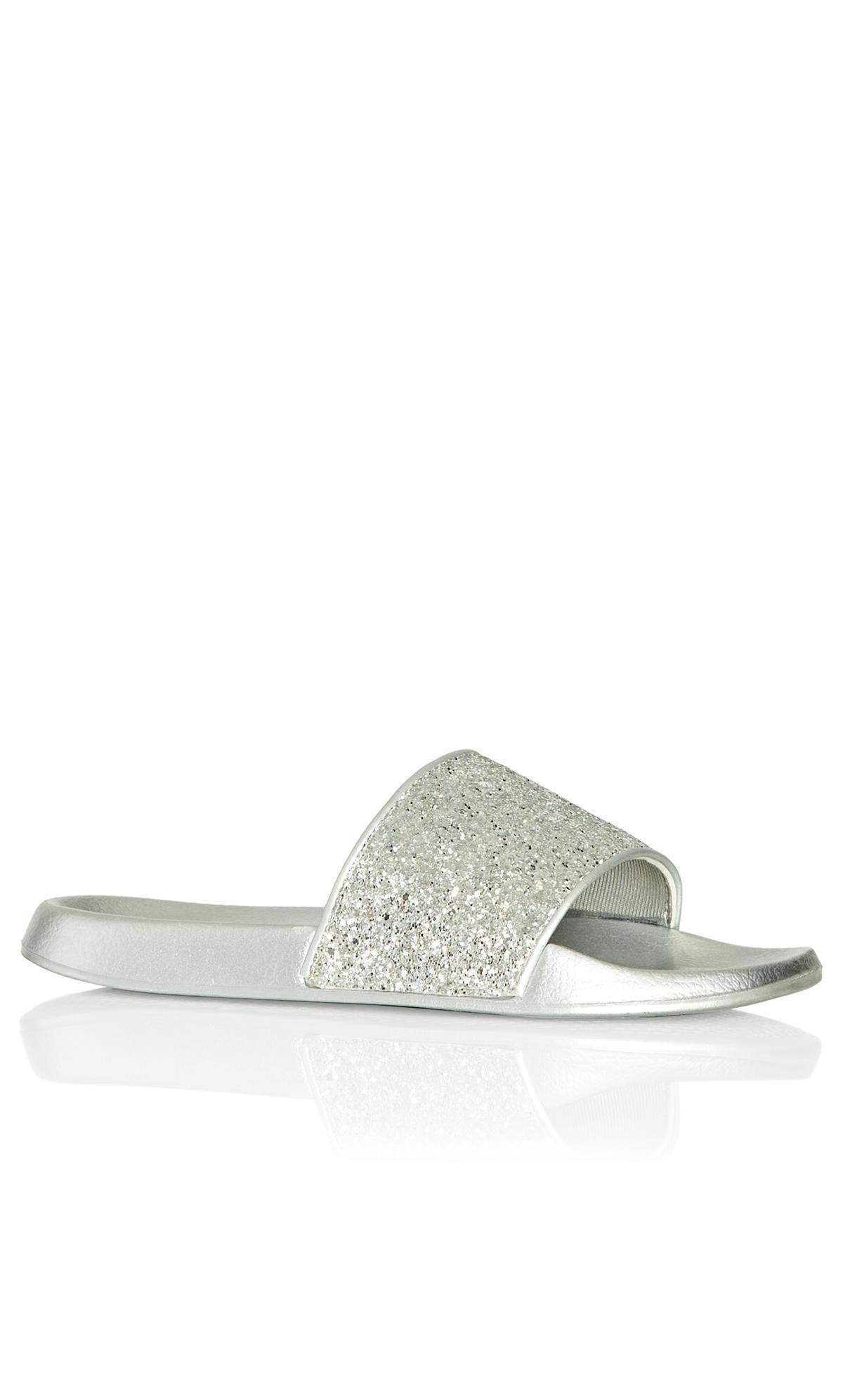 Sally Wide Width Sparkle Slide Silver Evans