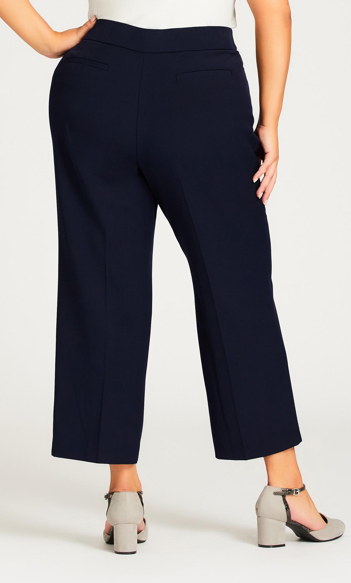 Evans Navy Blue Cropped Formal Trousers | Evans