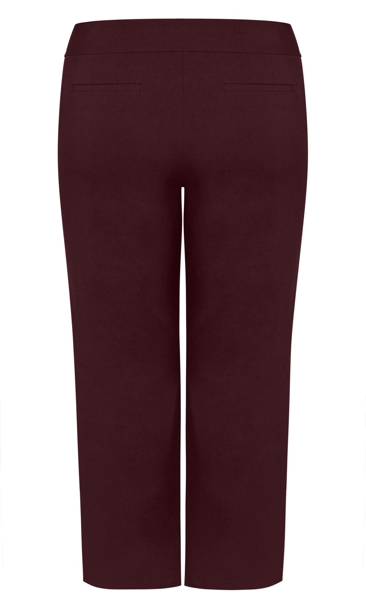 Super Stretch Zip Pocket Straight Leg Tall Length Burgundy Trouser | Evans