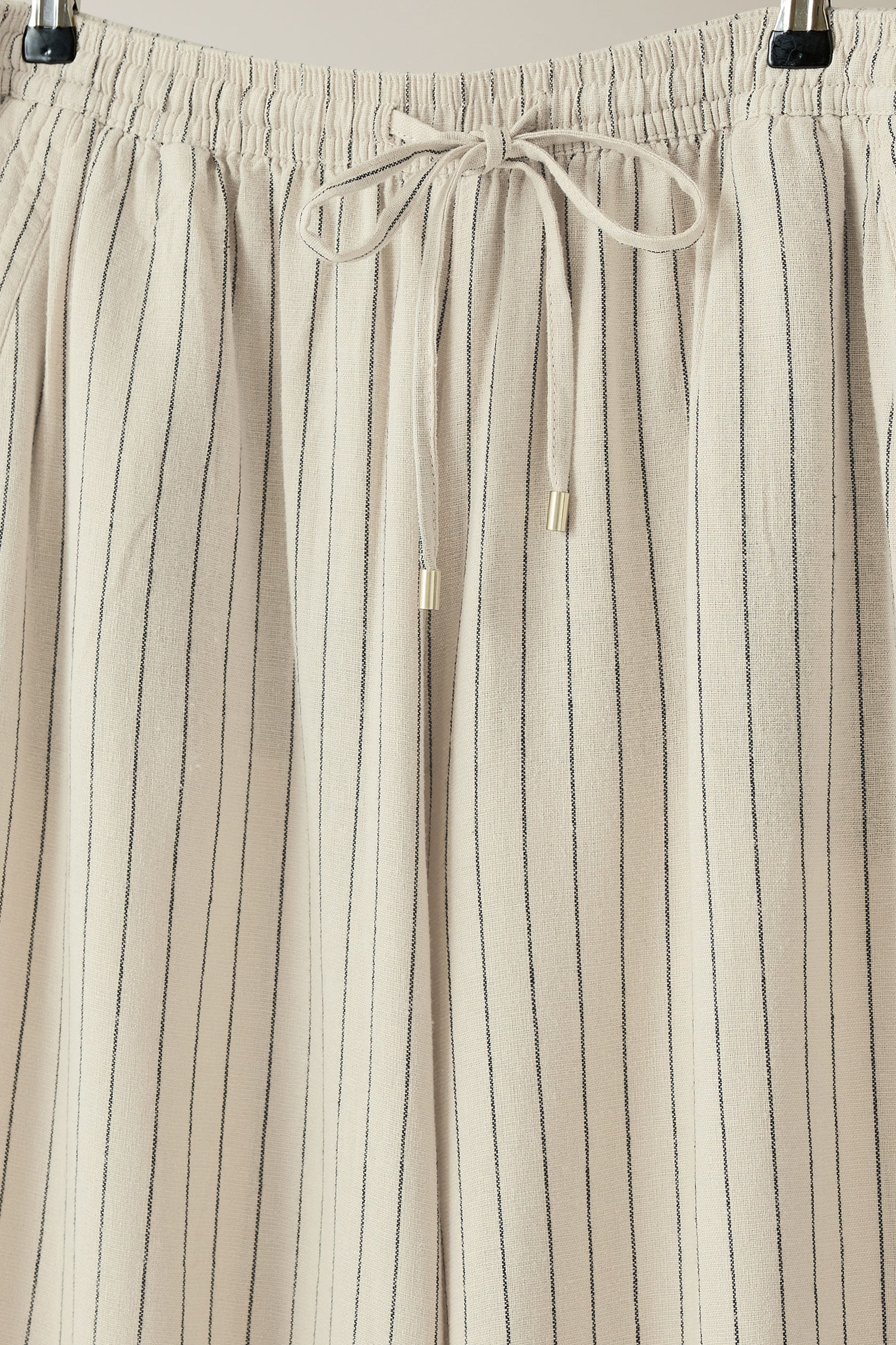 EVANS Plus Size Natural Brown Stripe Print Premium Linen Trousers | Evans 7