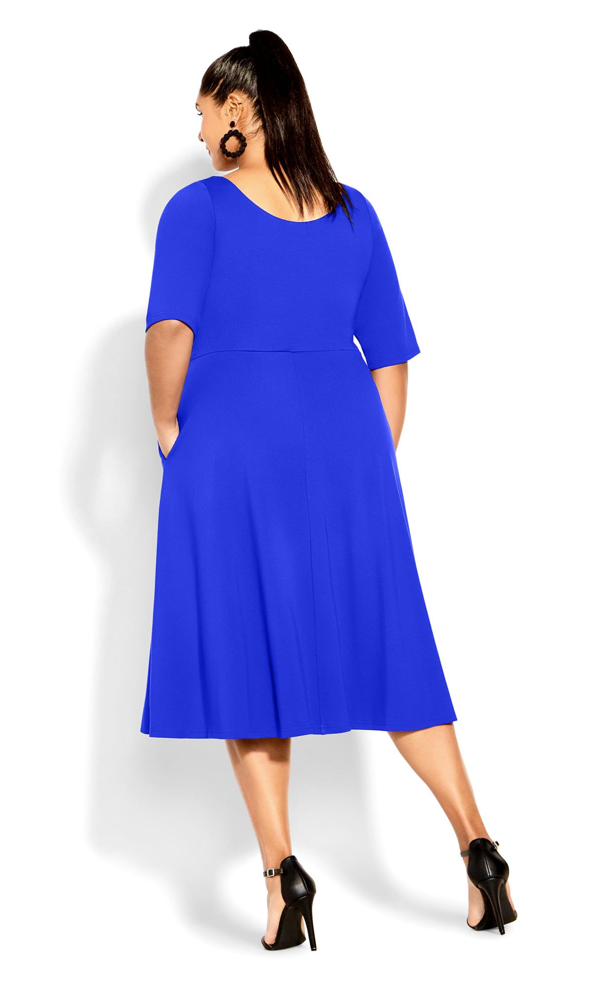 City Chic Cobalt Blue Elbow Sleeve Midi Dress | Evans 3