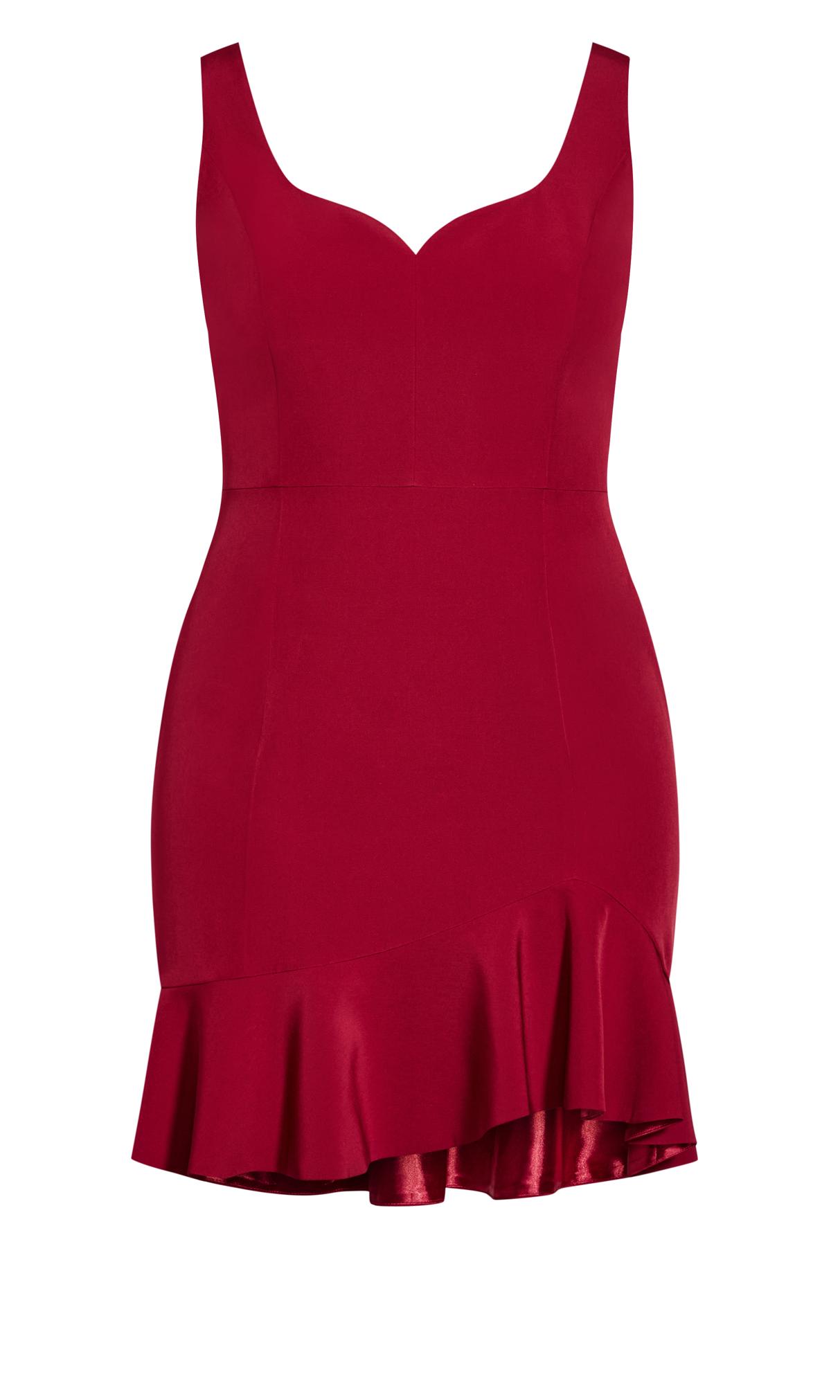 Cherish Mini Red Sweetheart Frilled Hemline Dress 3