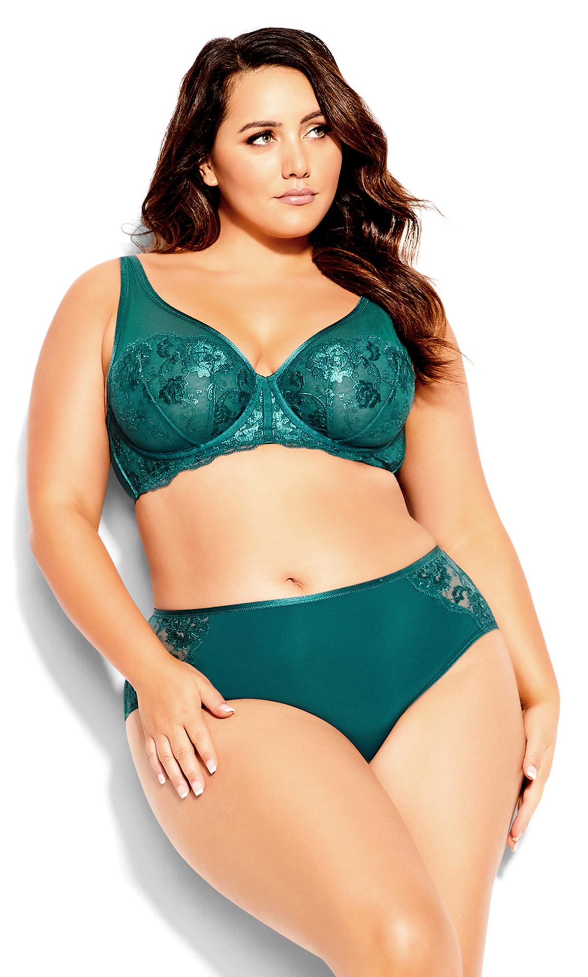City Chic Green Floral Lace Underwired Bra 1