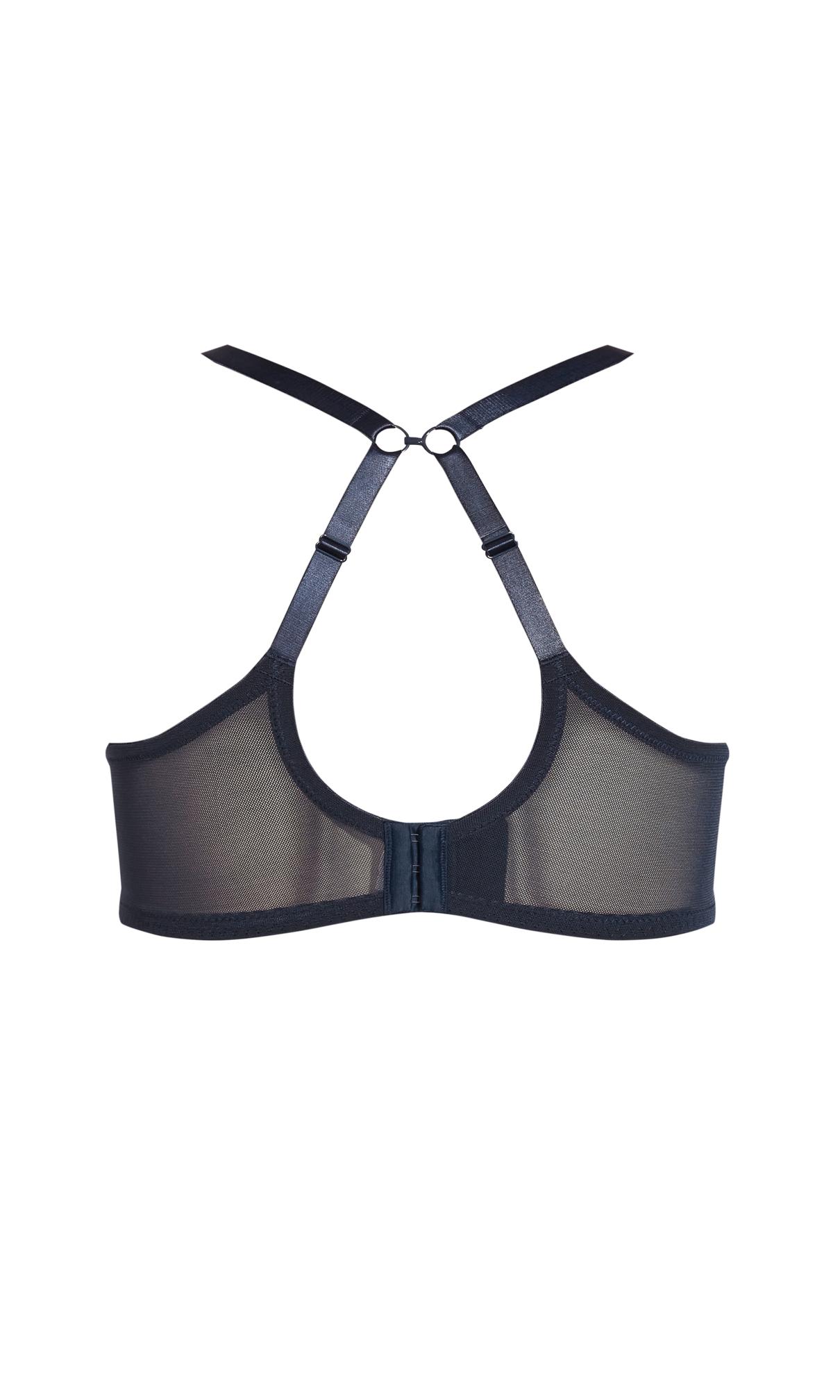 Hips & Curves Navy Blue Lace Plunge Bra