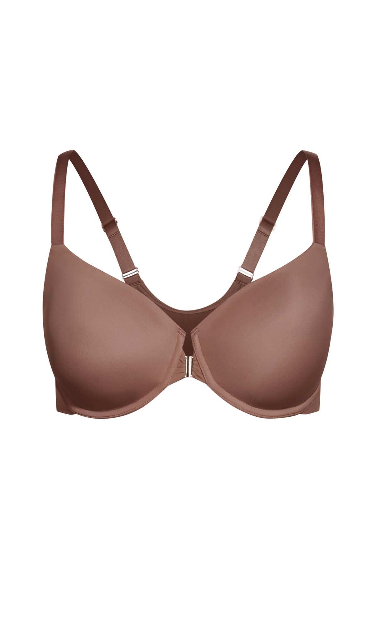 Hips & Curves Brown Front Fastening T-Shirt Bra 3