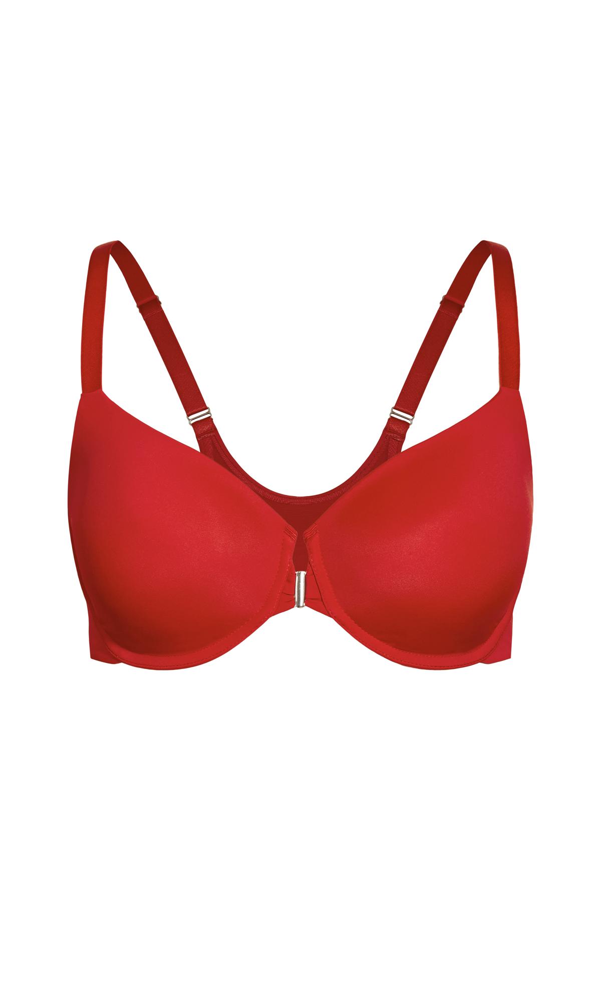 Evans Red Front Close T-Shirt Bra 3