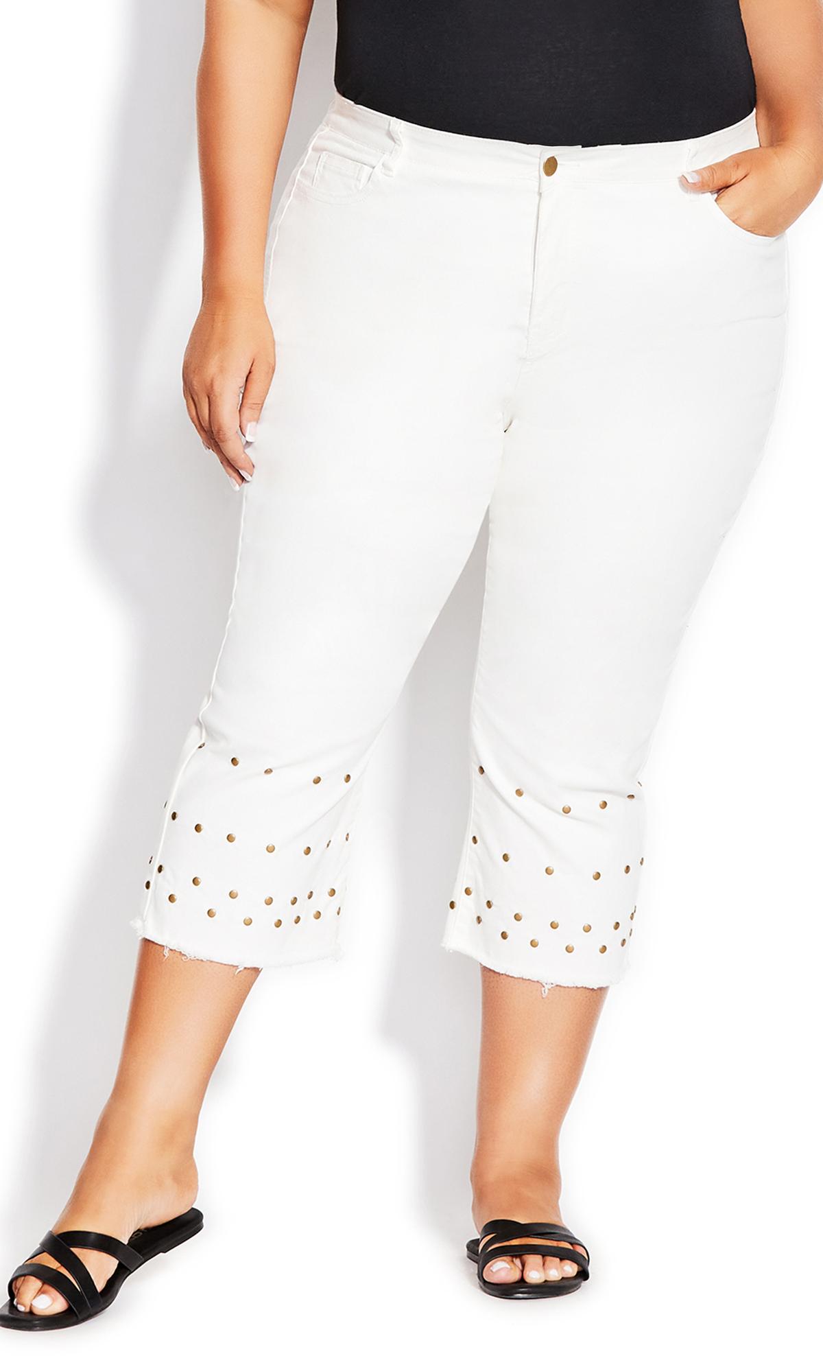Avenue White Jada Stud Cropped Jeans 2