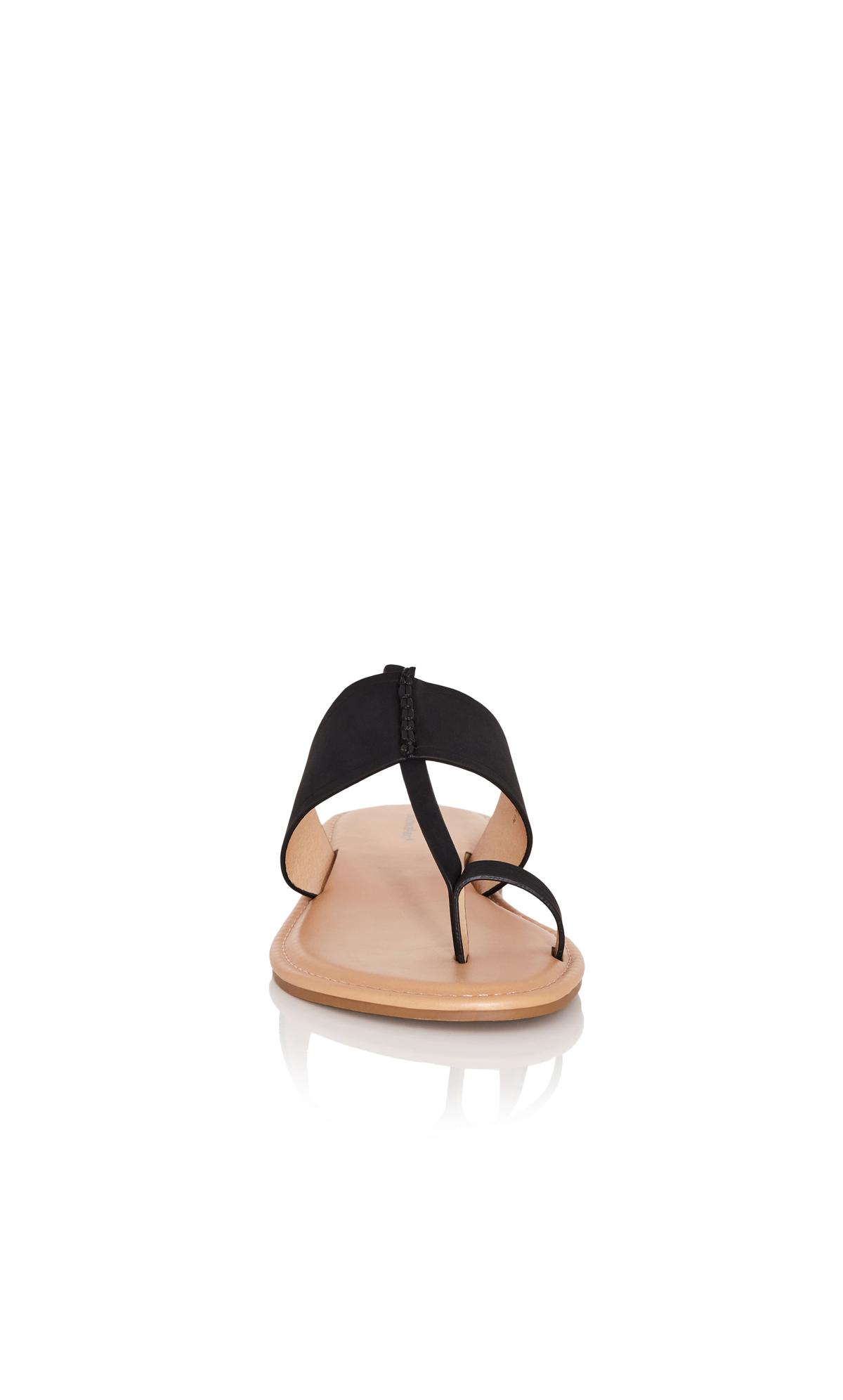 Evans Black Faux Suede Toe Post Sandal 5