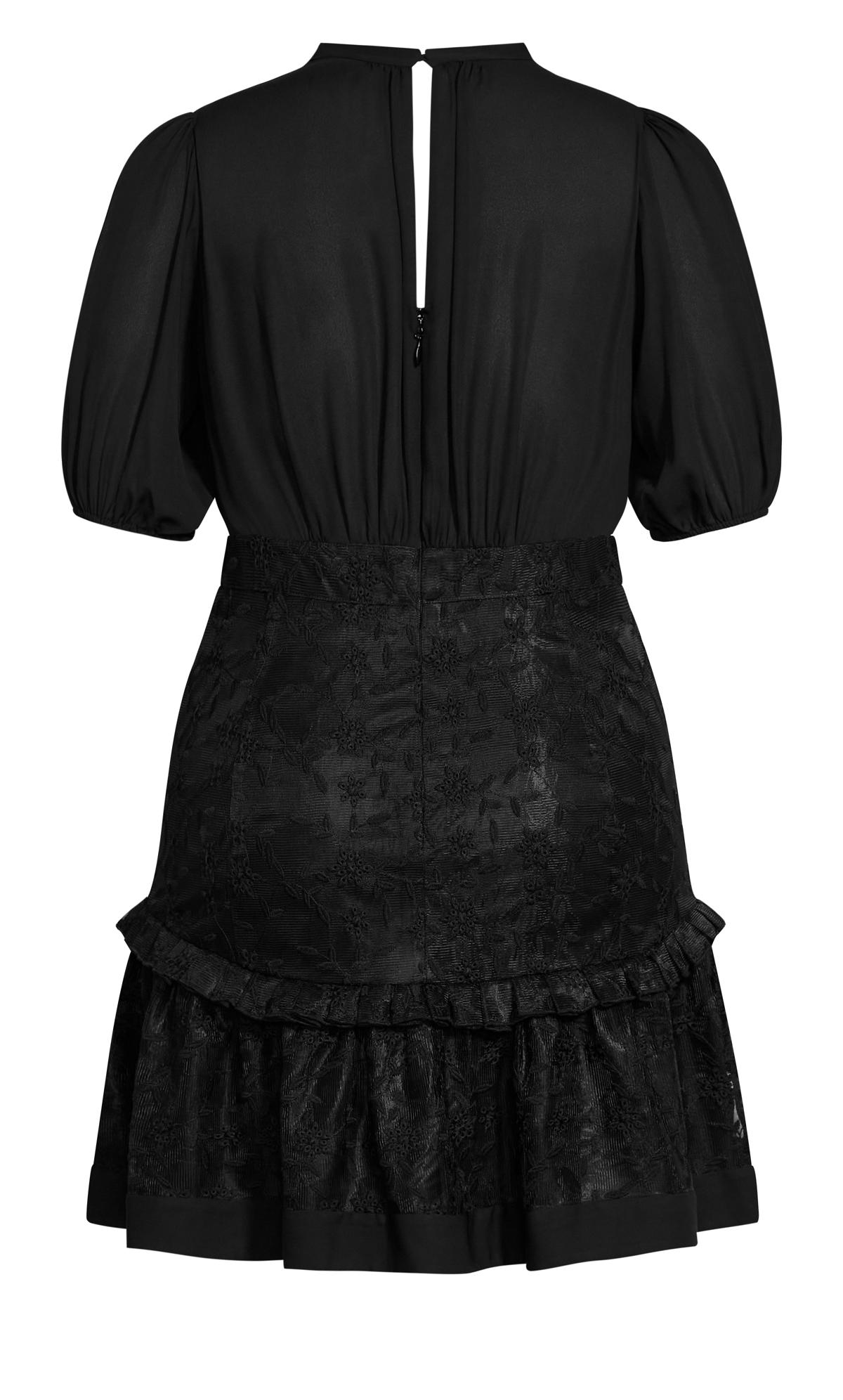 Evans Black Floral Lace Frill Dress | Evans