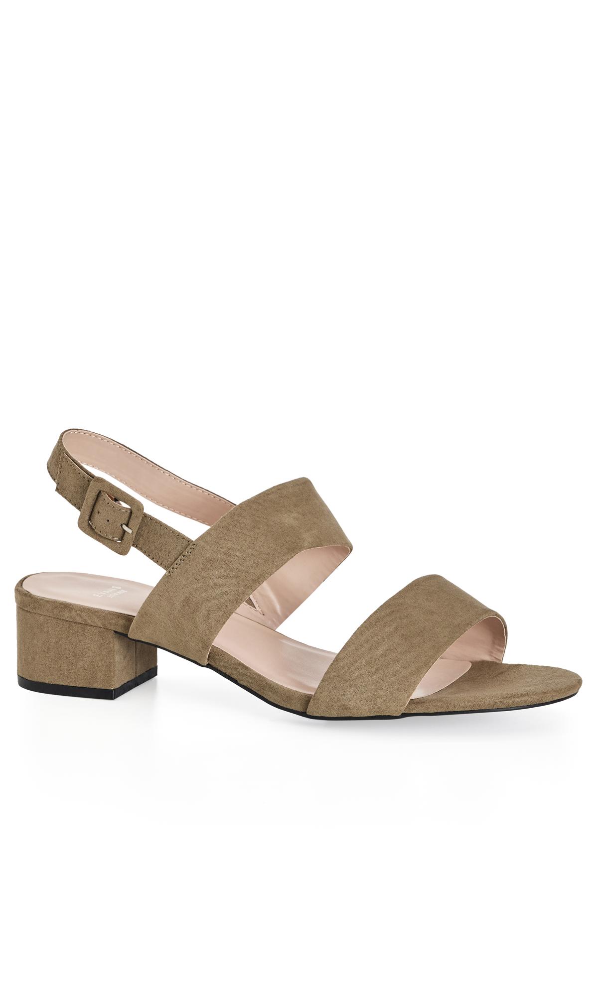 Evans Khaki Green EXTRA WIDE FIT Two Strap Sandals | Evans