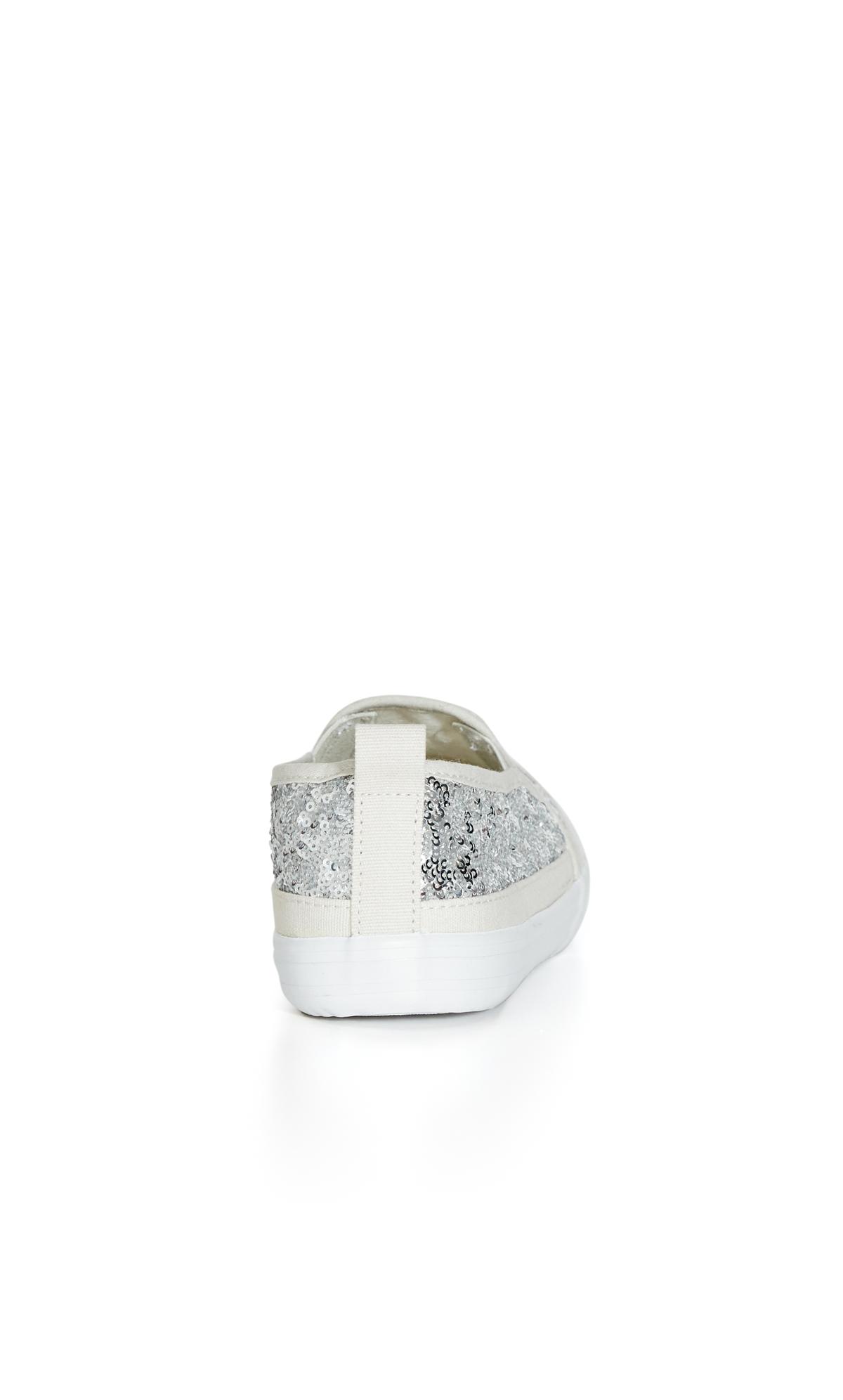 Wide Fit Sequin Slip On Silver 3