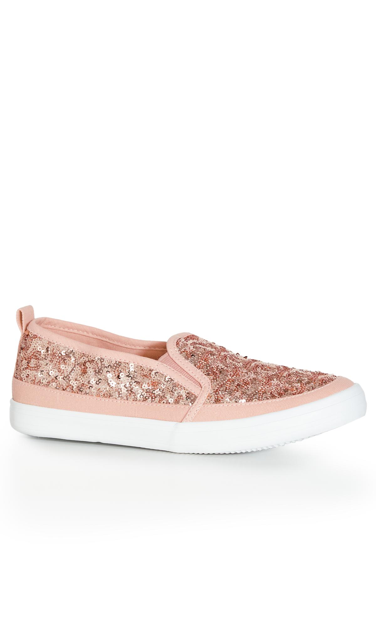 Wide Fit Sequin Canvas Flat Pink 1