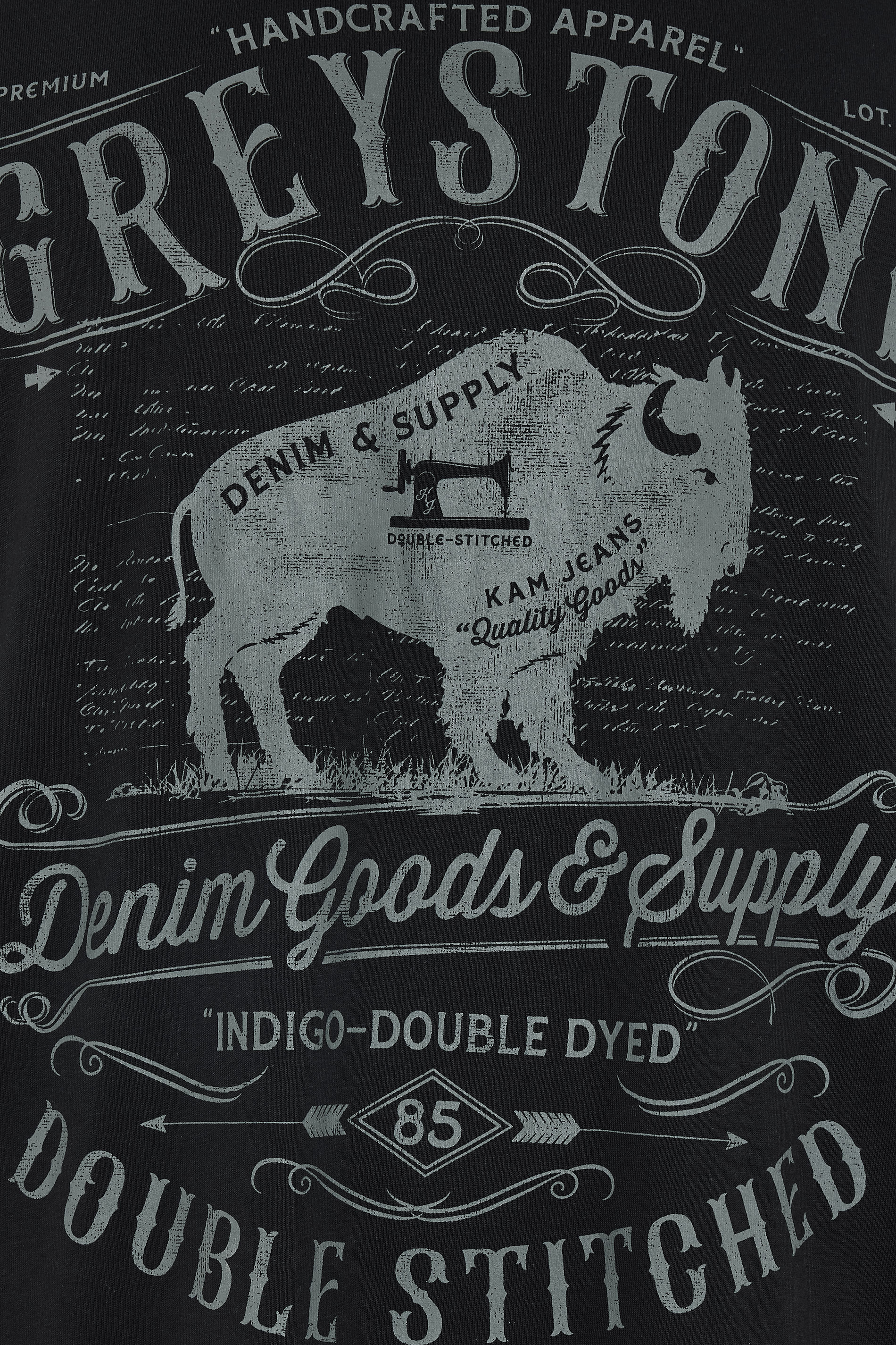KAM Big & Tall Black 'Greystone' Graphic Print T-Shirt | BadRhino 3