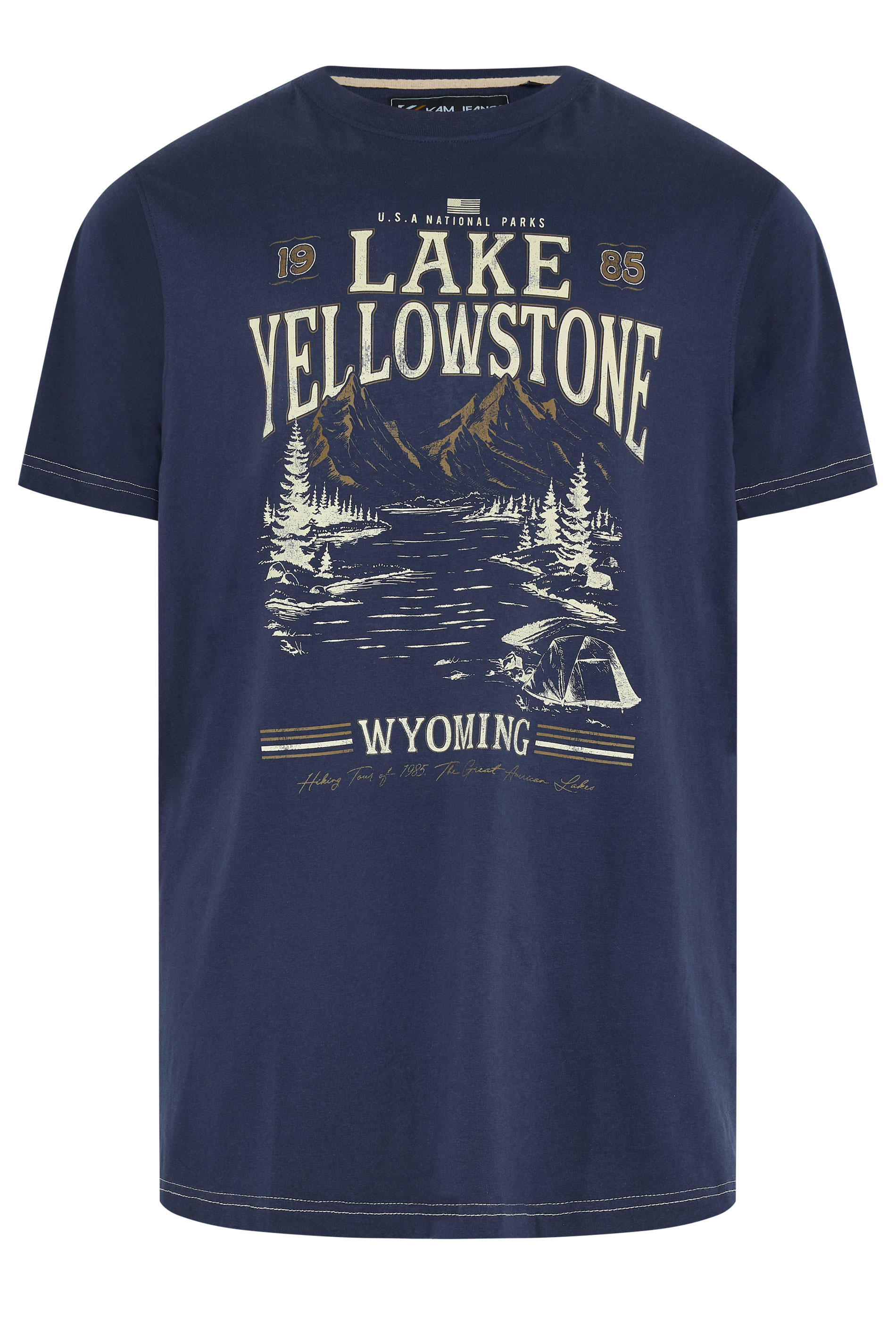 KAM Big & Tall Navy Blue Lake Yellowstone Graphic T-Shirt | BadRhino 1