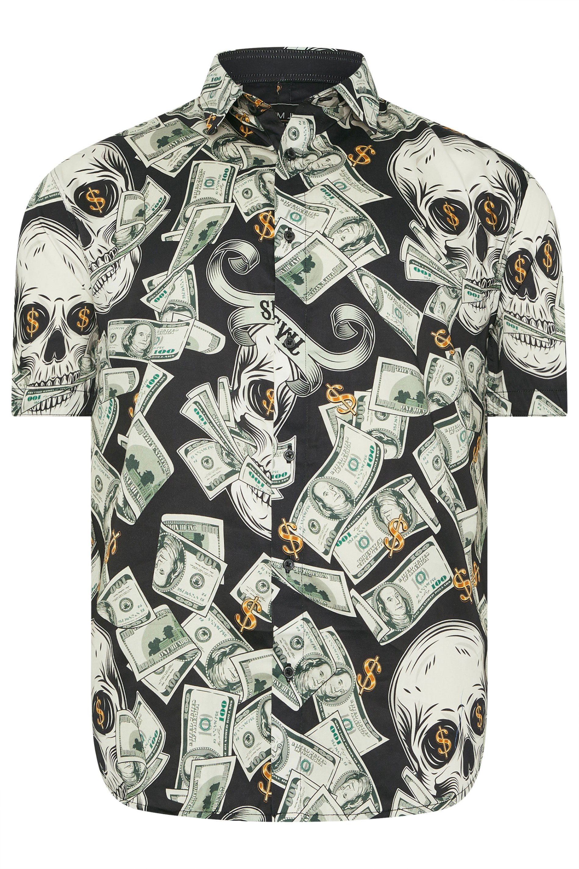 KAM Big & Tall Black Dollar Bills Print Shirt | BadRhino 1