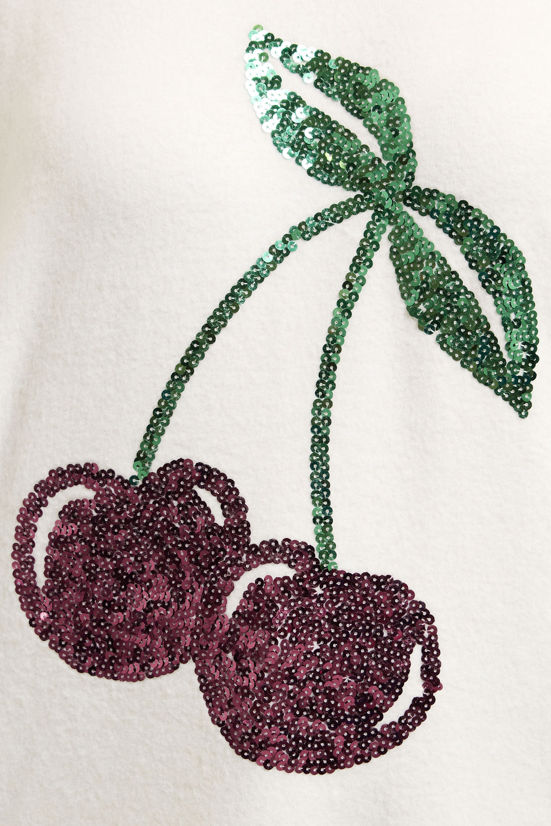 YOURS Plus Size Cream Cherry Sequin Embellished Jumper | Yours Clothing 4