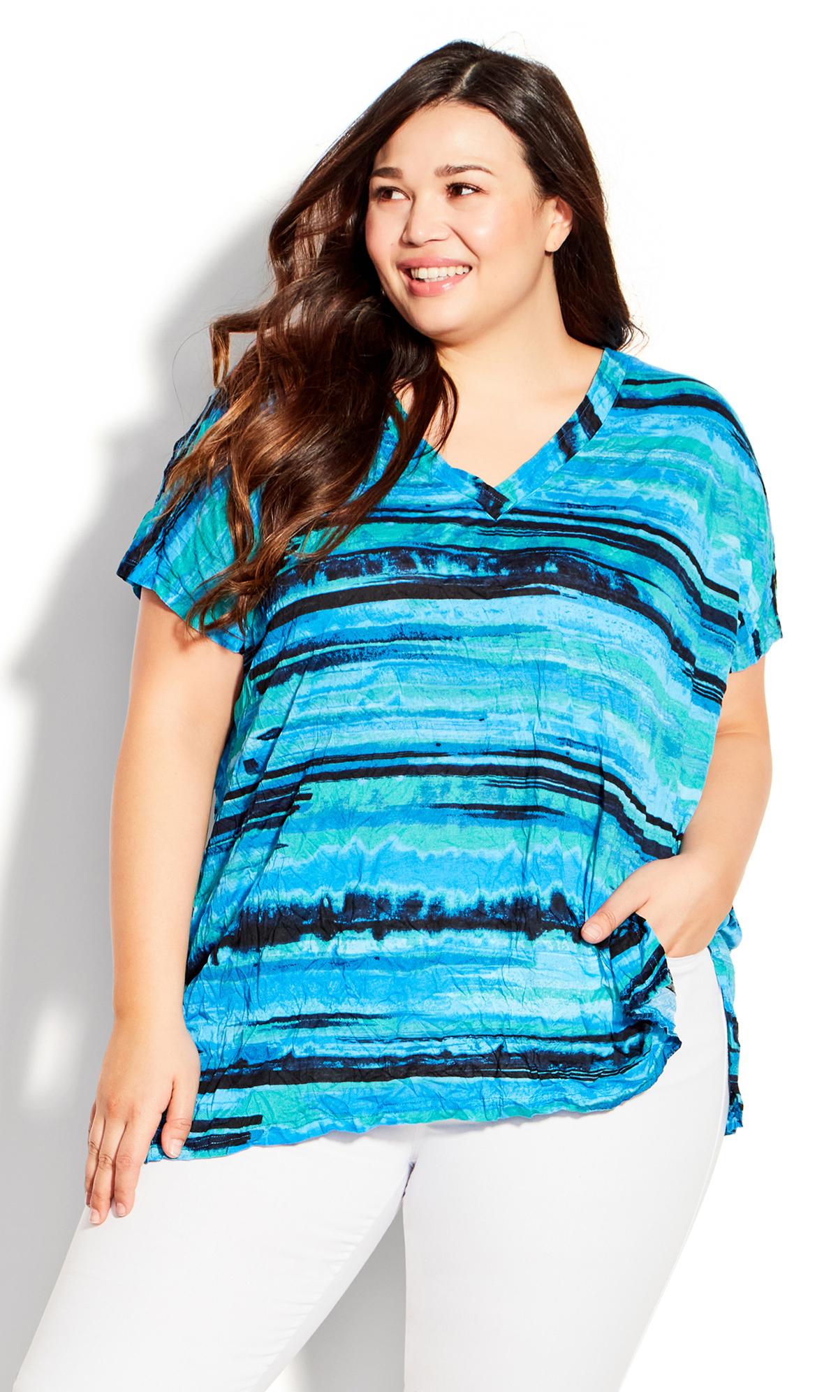 Evans Blue Abstract Stripe T-Shirt 1