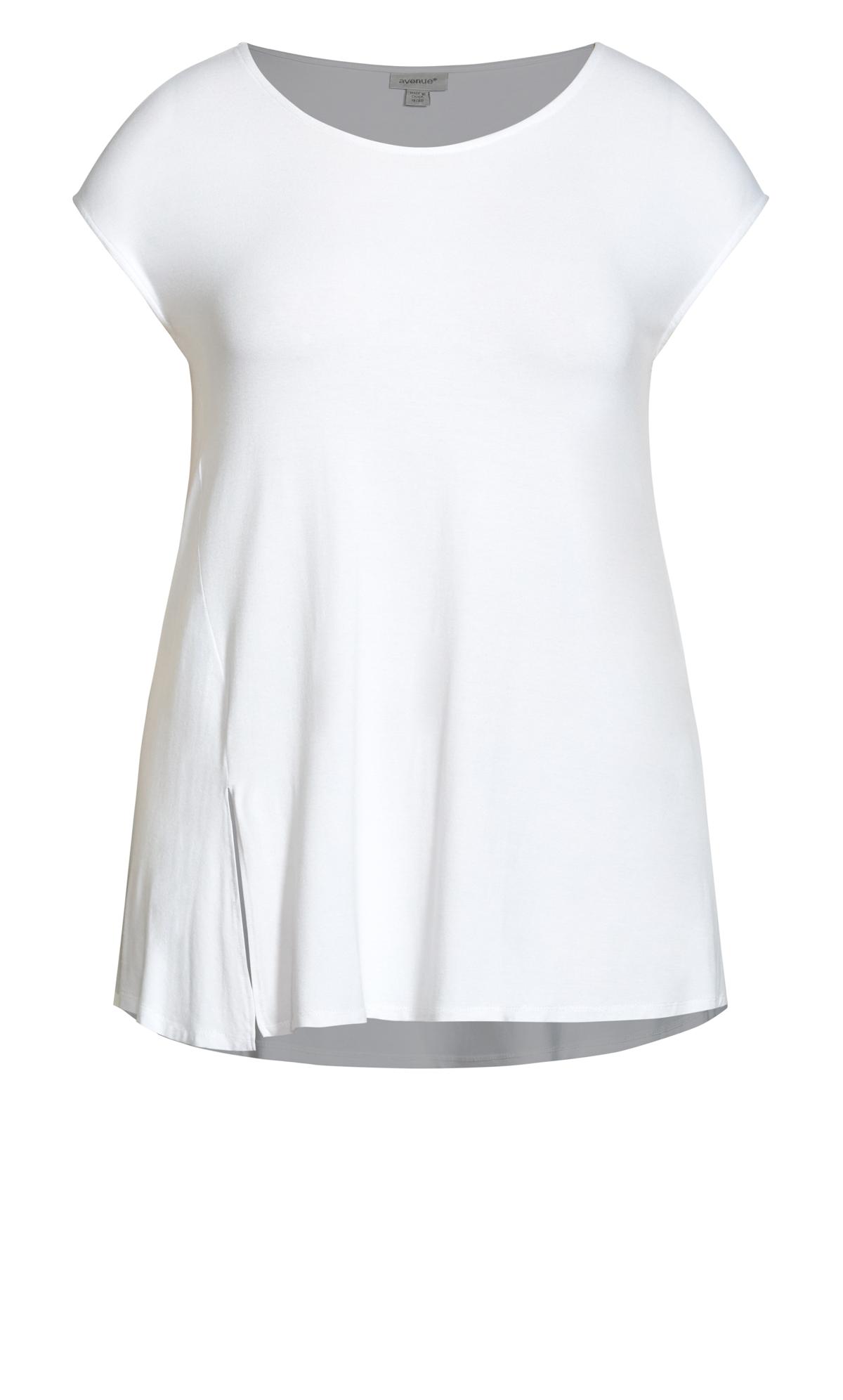 Evans White Split Hem Short Sleeve T-Shirt 3