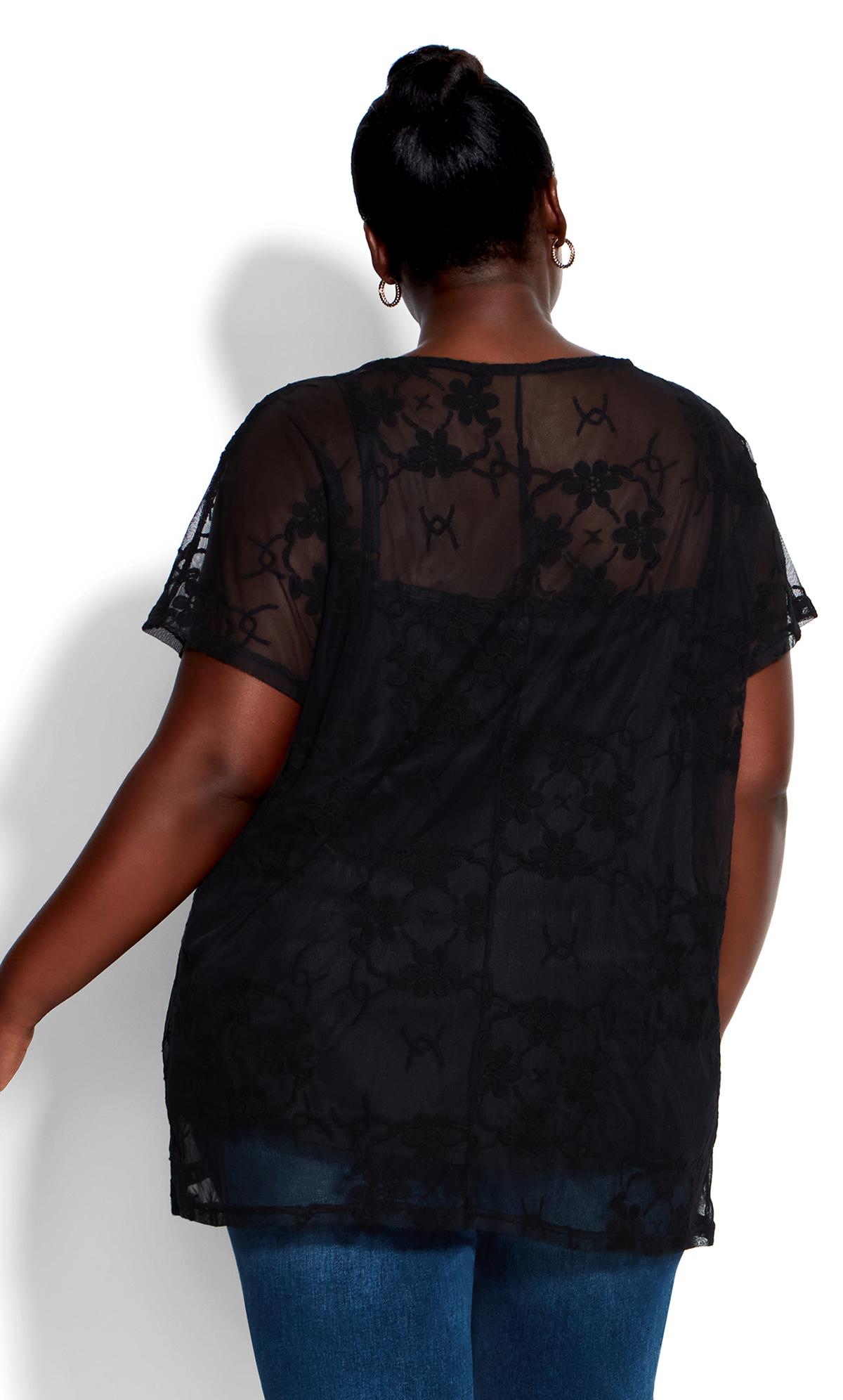 Evans Black Floral Embroidered Layered Cami Blouse 3