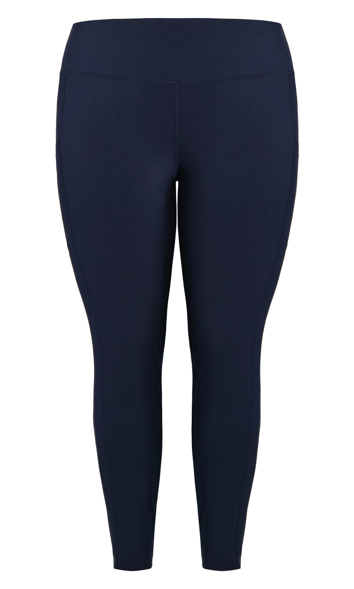 Navy Wide Waistband Leggings With Pocket