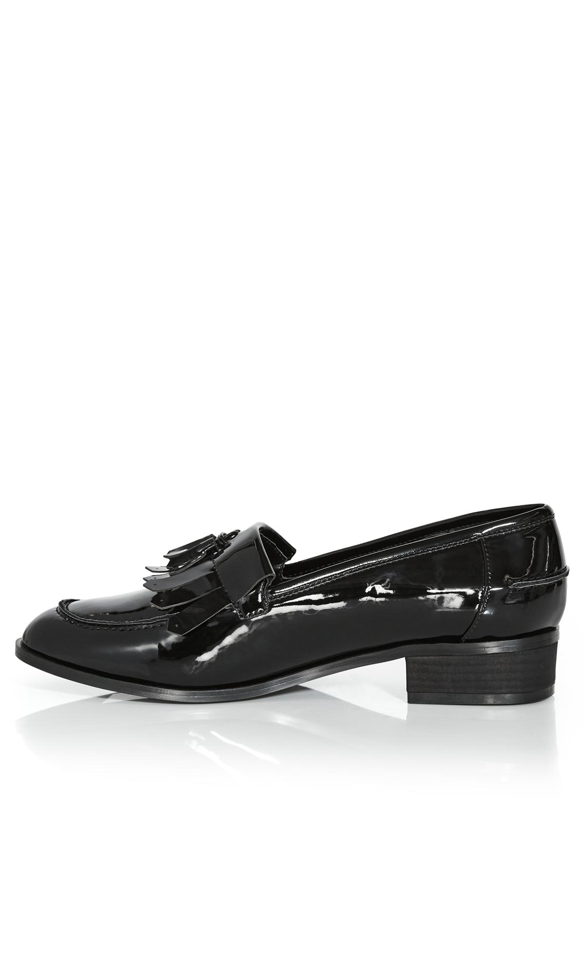 Extra Wide Fit Delilah Flat Black Shoe | Evans