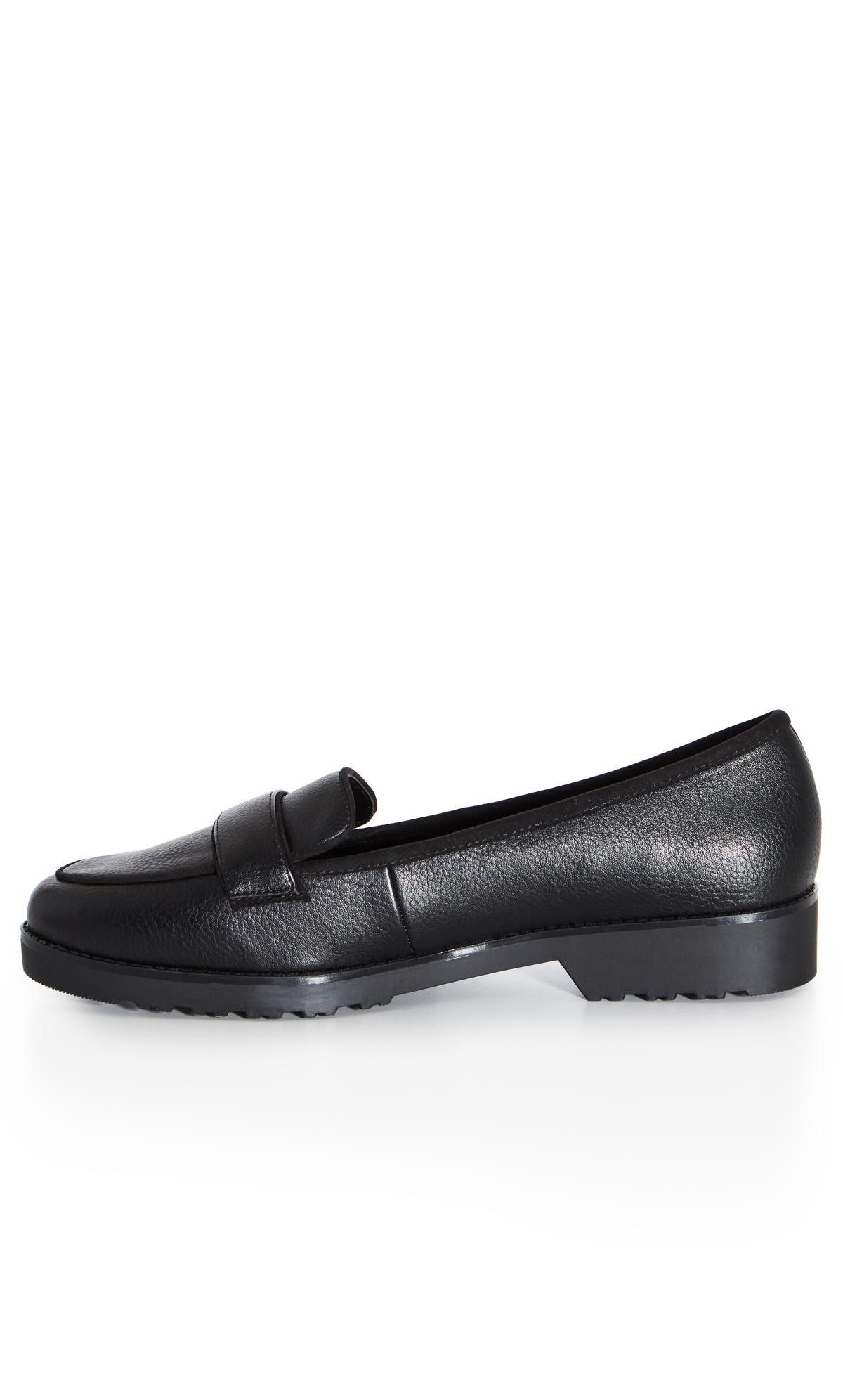 Extra Wide Fit Donna Flat Shoe Black | Evans