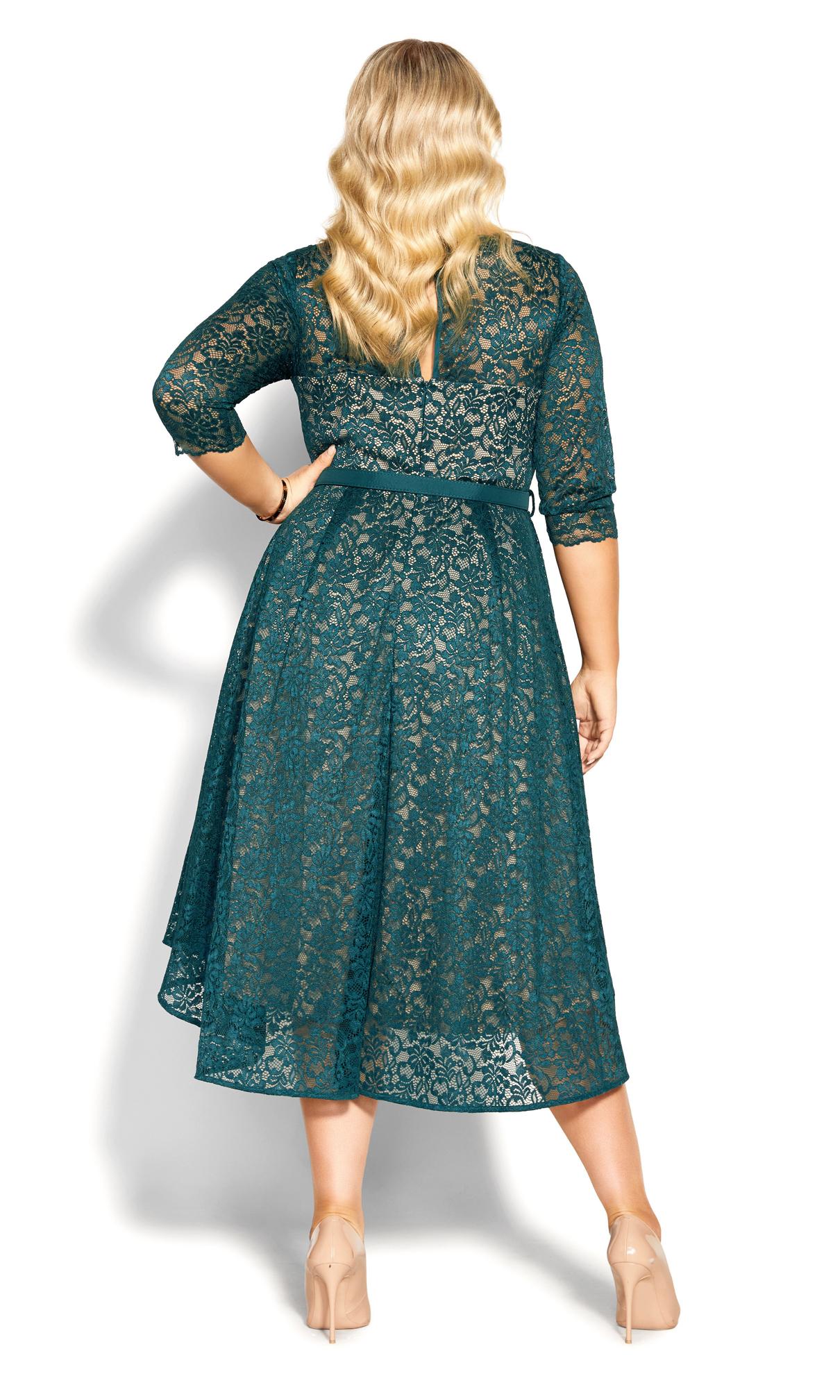 Emerald Green Lace Detail Dress (3093533)