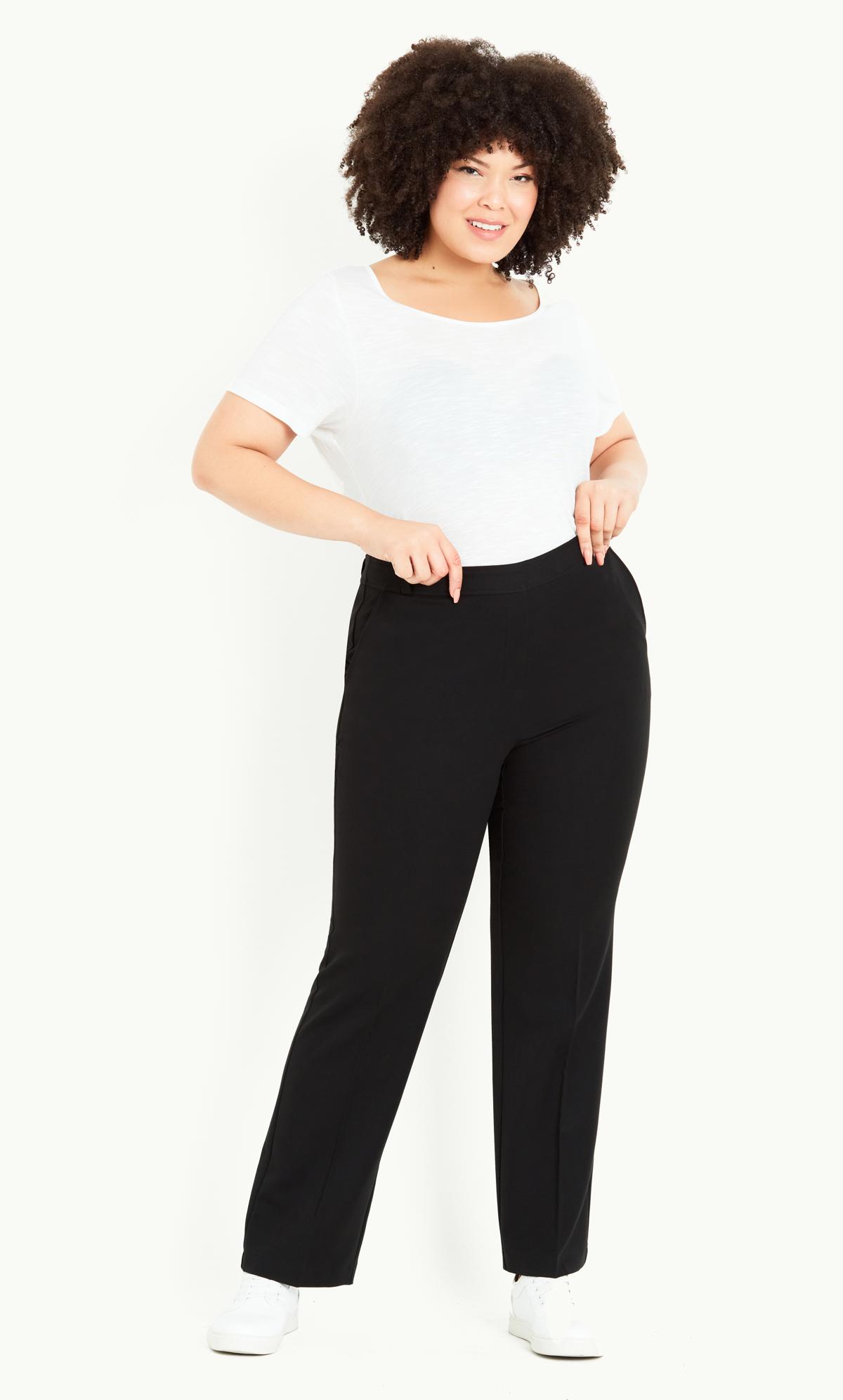 Only faux leather elasticated waist straight leg trousers in black | ASOS