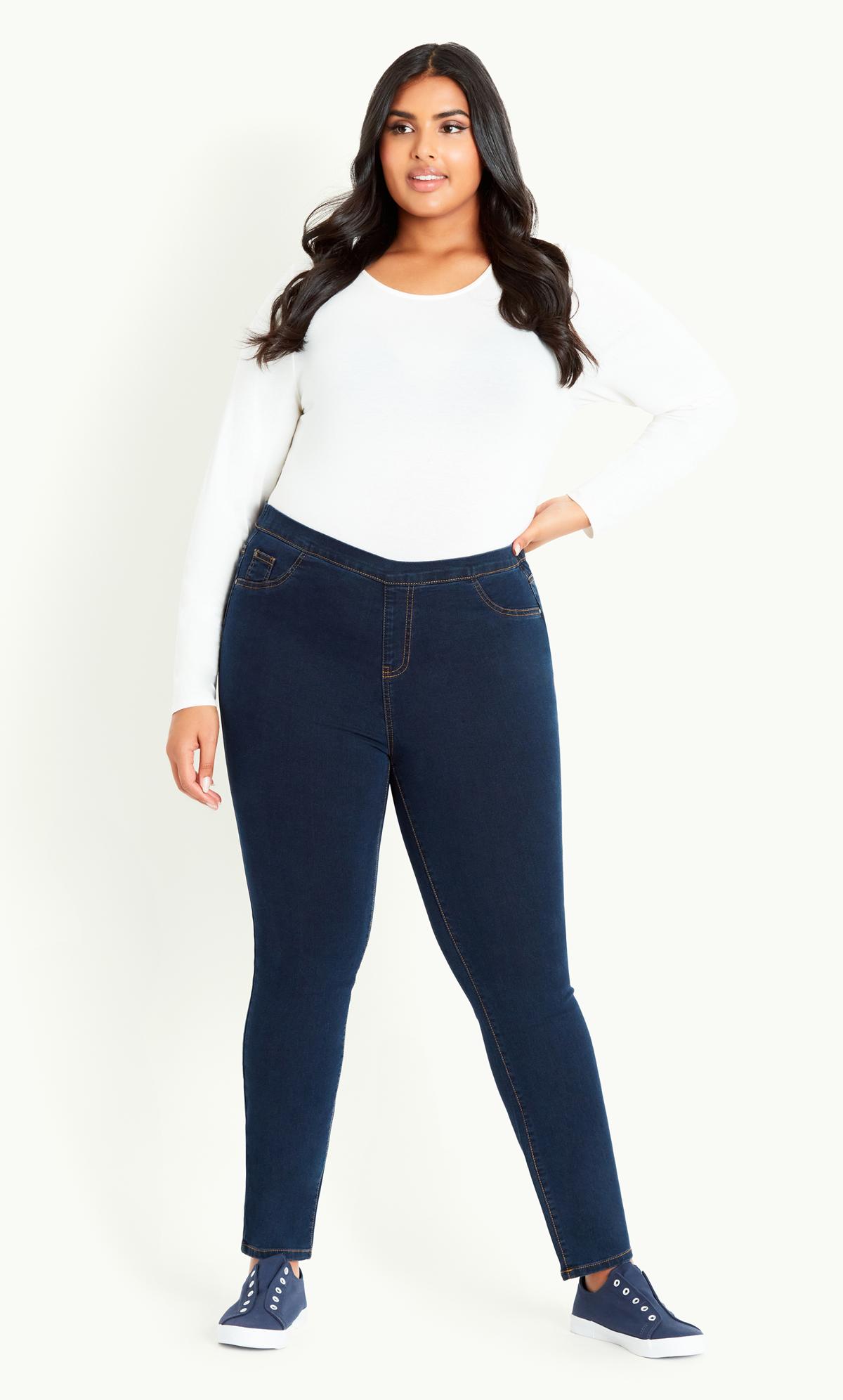 Evans Blue Indigo Denim Curve Fit Denim Jeggings | Evans