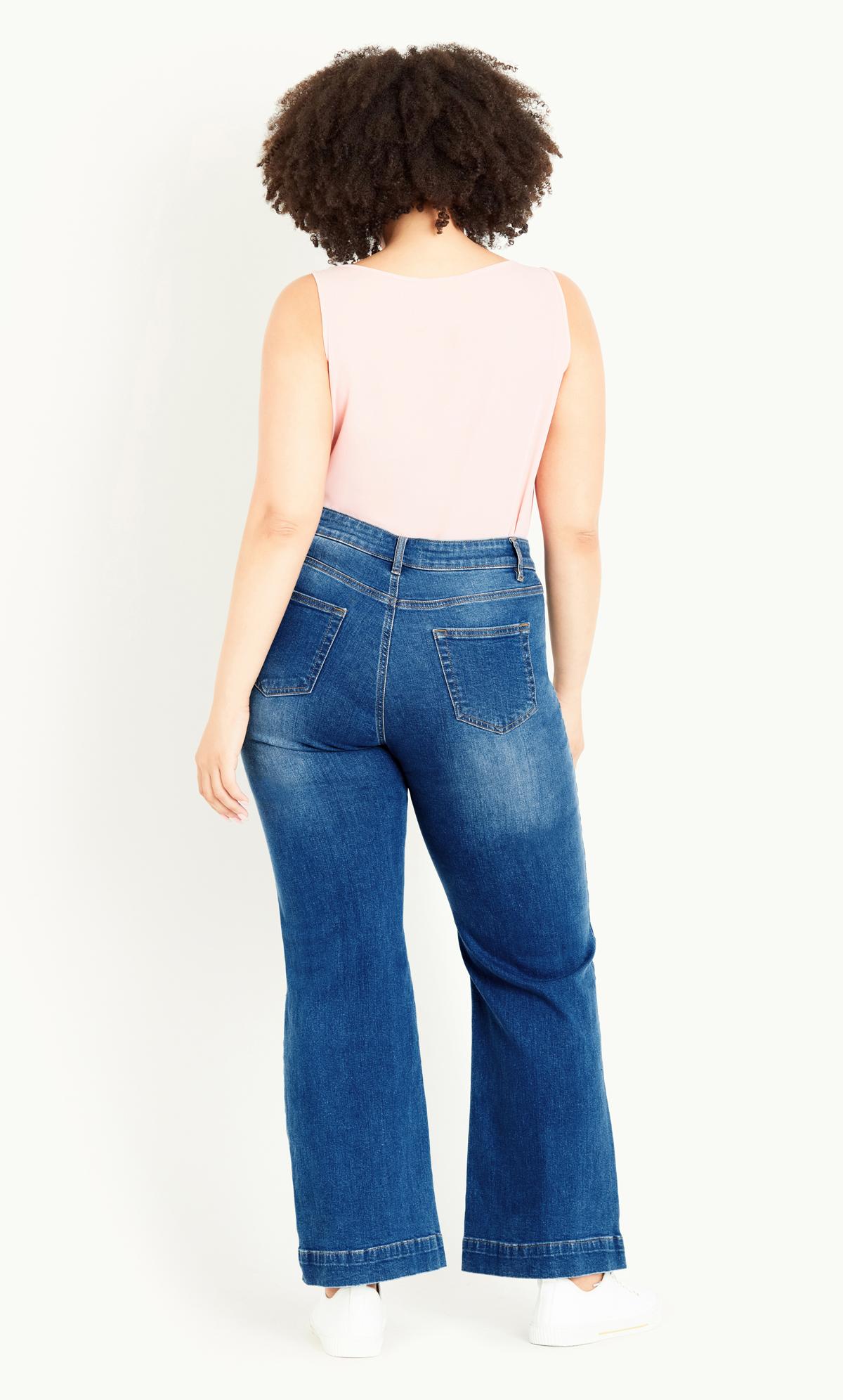 Evans Blue Mid Wash Denim Curve Fit Wide Leg Jeans