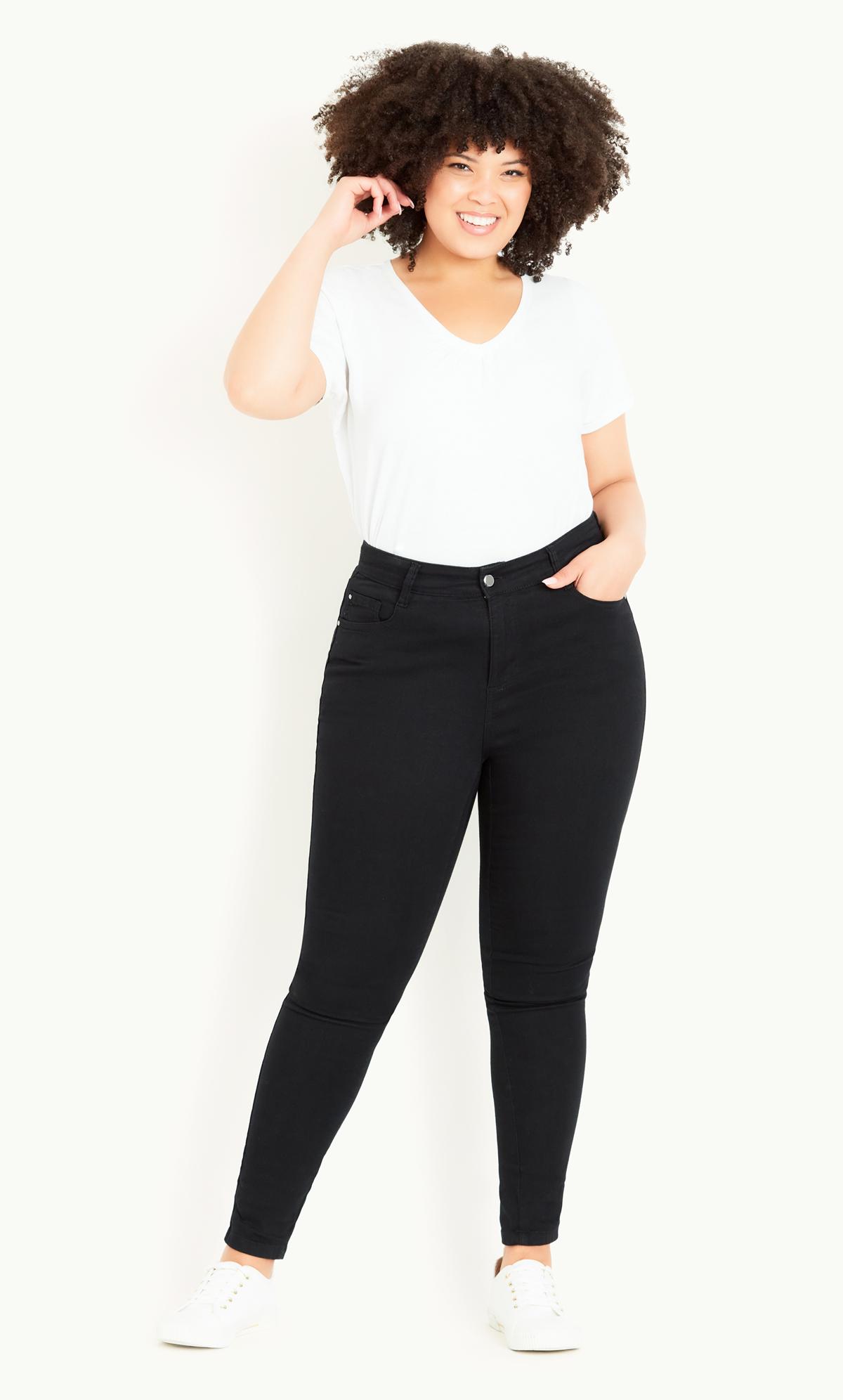 EVANS Plus Size Curve Fit Black Skinny Jeans | Evans 2