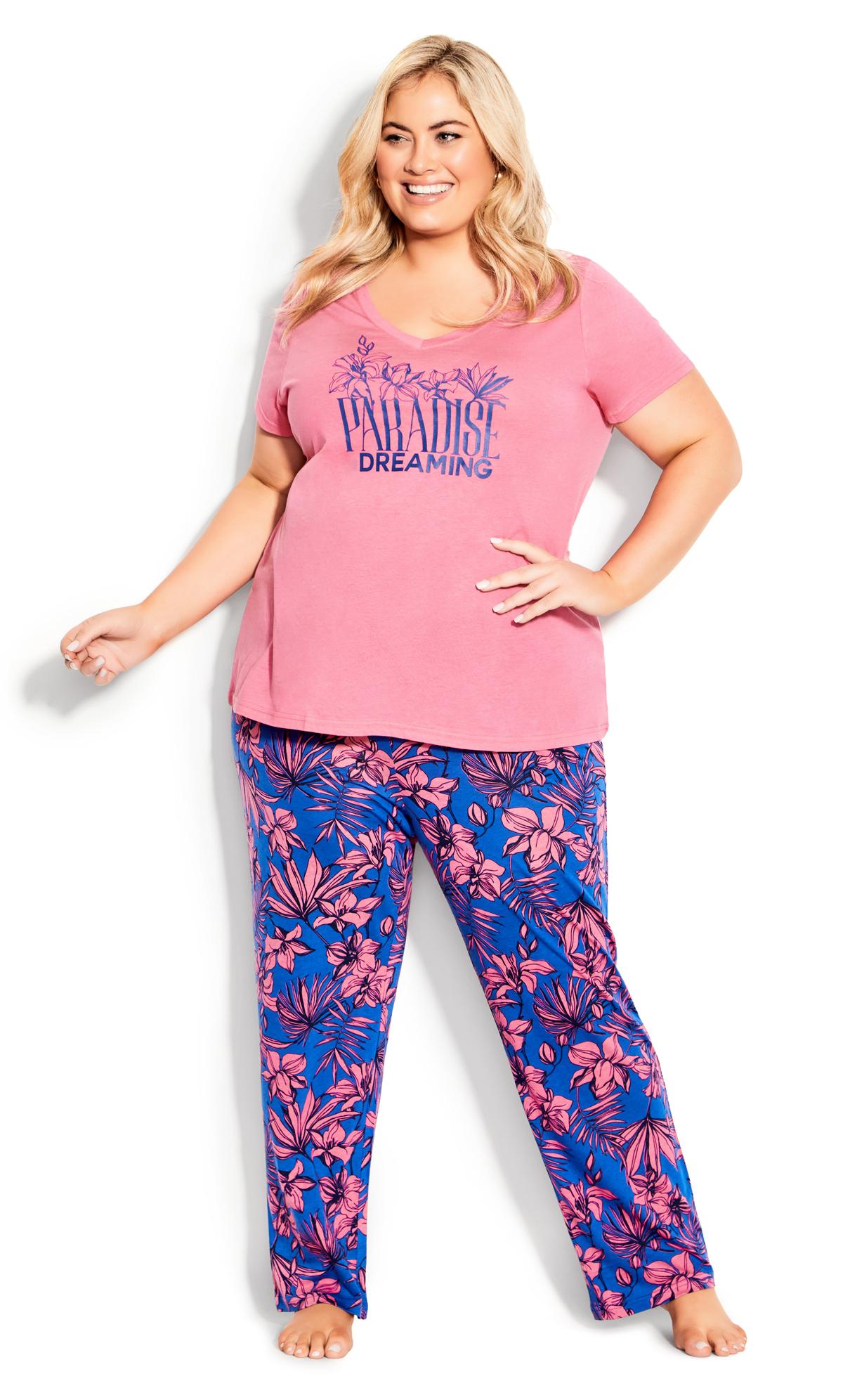 Evans Pink 'Paradise Dreaming' Slogan Pyjama Top 1