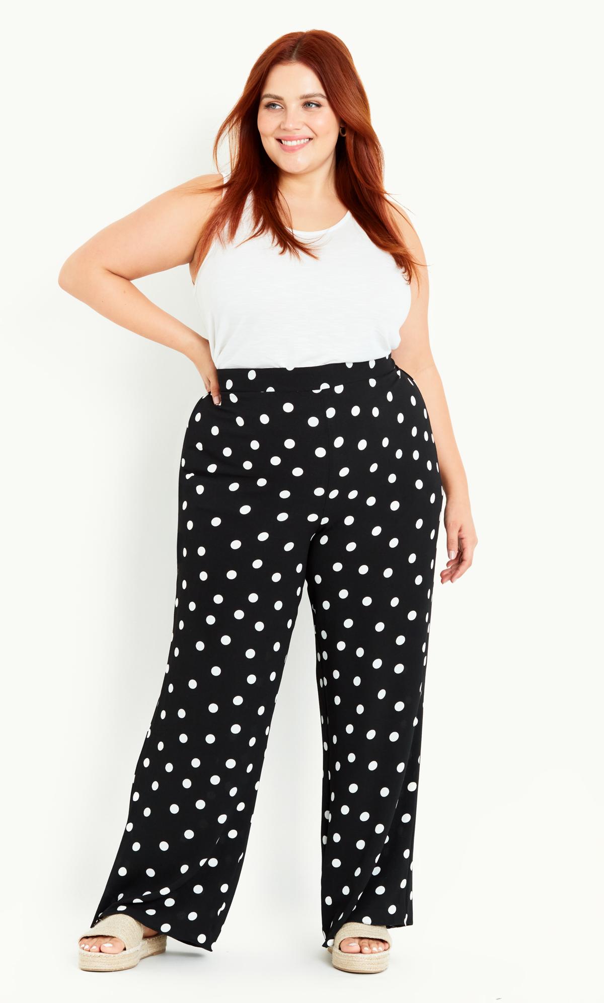 Evans Black Spot Wide Leg Trouser | Evans