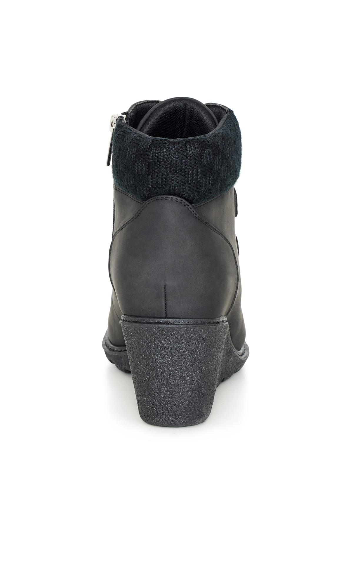 CloudWalkers Black WIDE FIT Quilted Wedge Ankle Boot 3