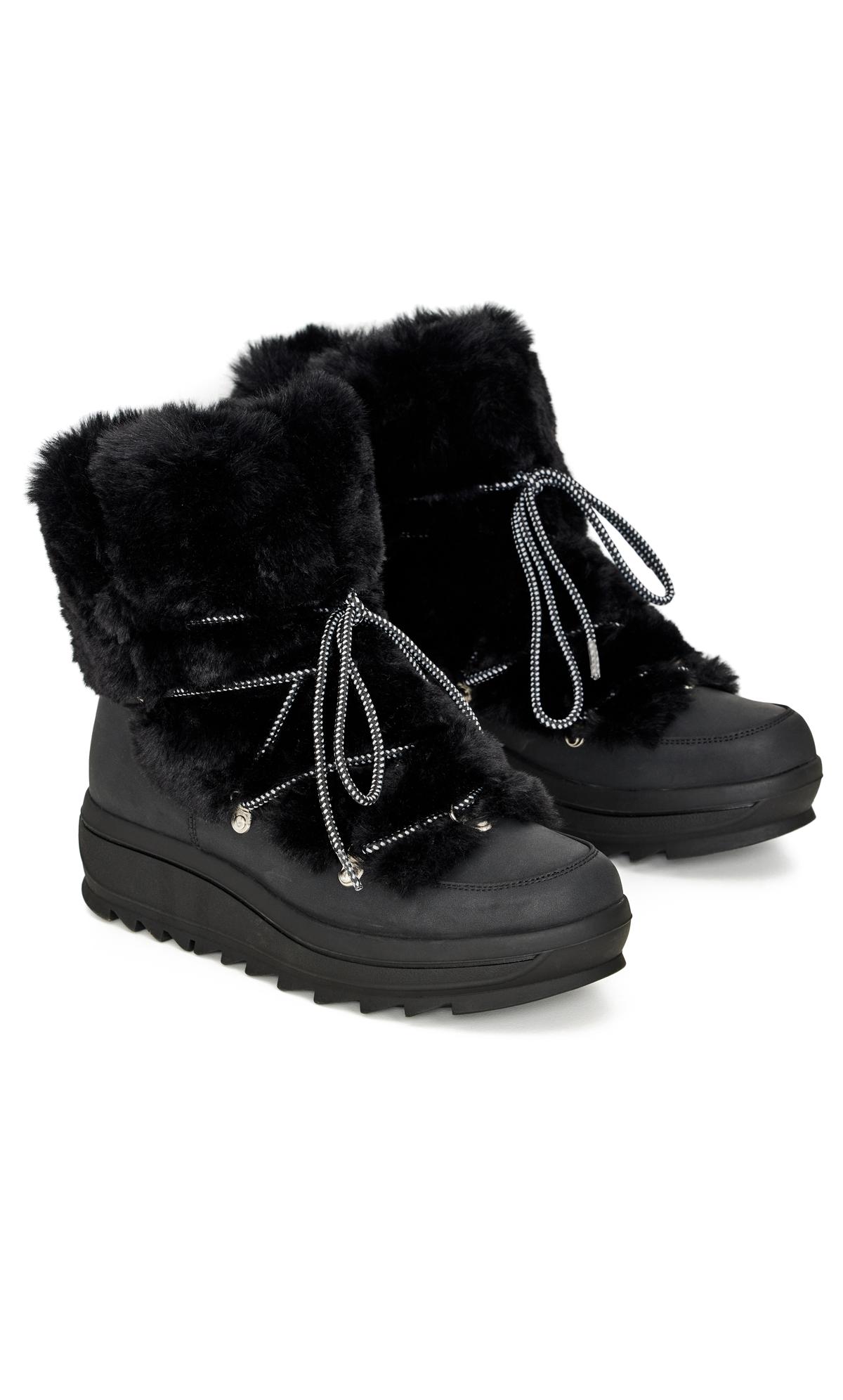 Aurora Black Wide Fit Winter Boot | Evans