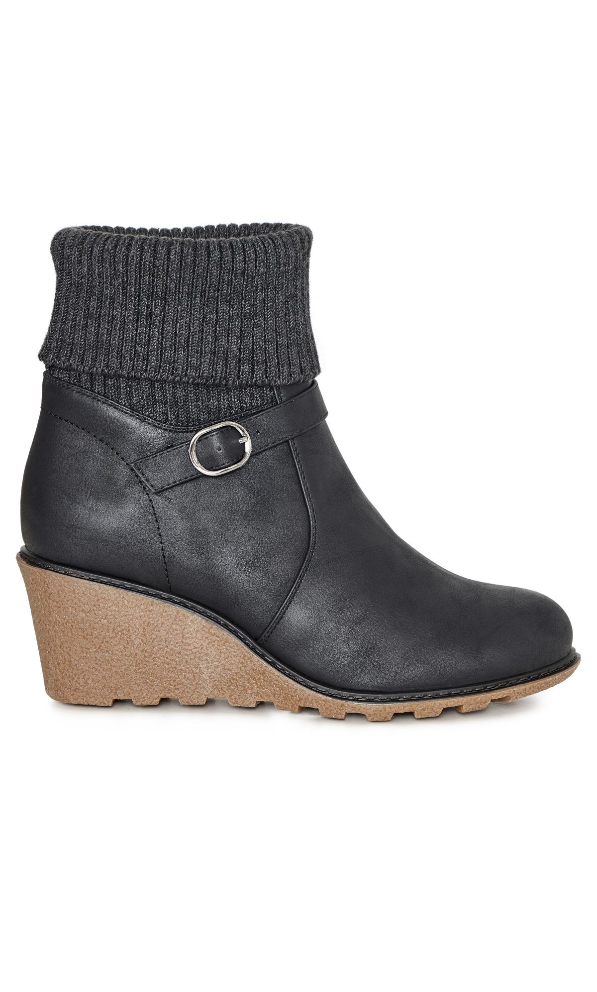 Emily Black Wide Fit Wedge Boot 2