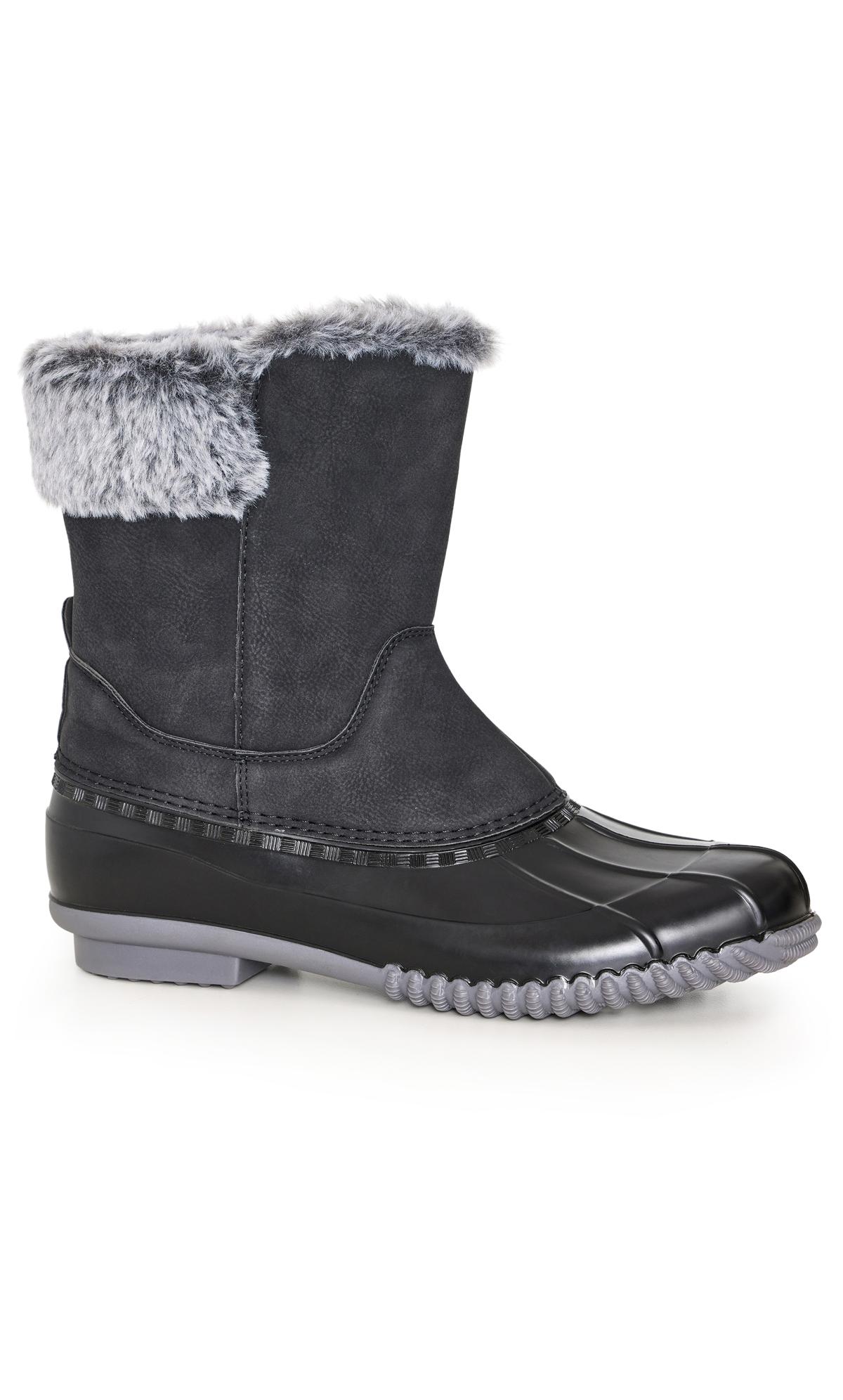 Avenue WIDE FIT Black Faux Fur Lined Embroided Snow Boots 1