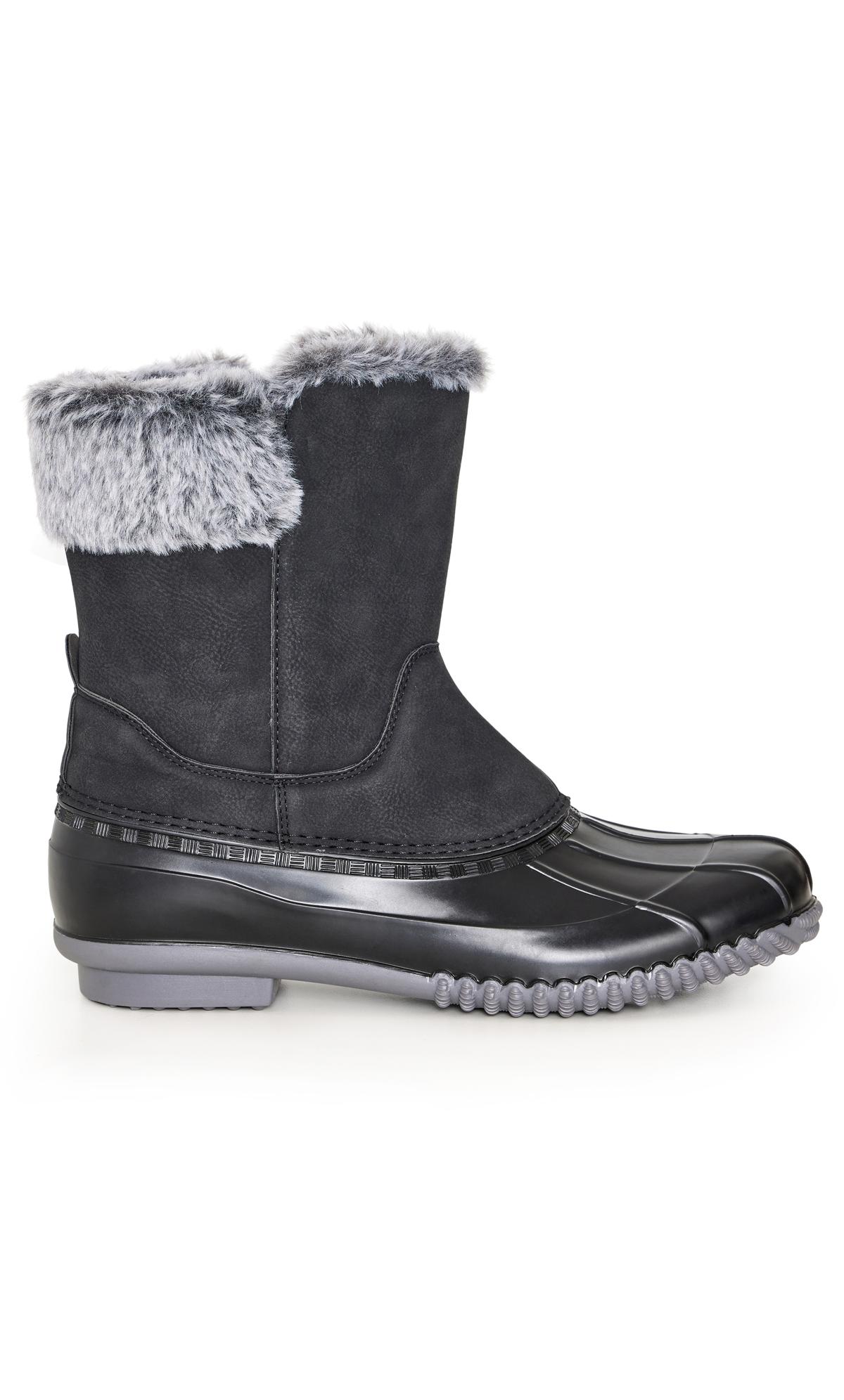 Avenue WIDE FIT Black Faux Fur Lined Embroided Snow Boots 2