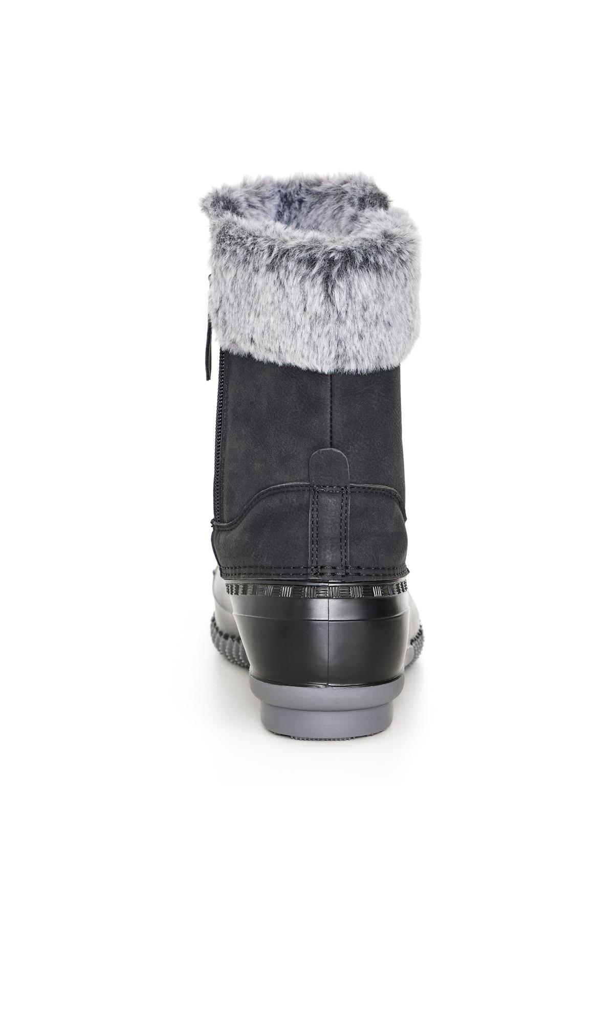 Avenue WIDE FIT Black Faux Fur Lined Embroided Snow Boots 3