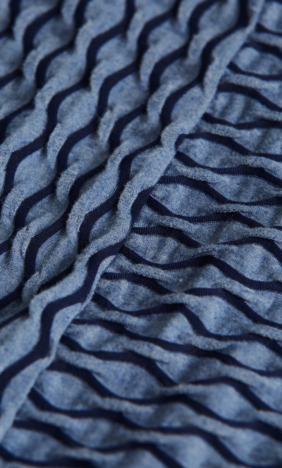 Tiarne Scoop Neckline Full Sleeve Blue Textured Tunic | Evans