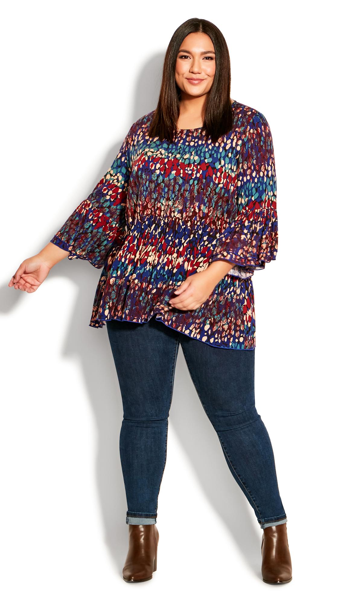 Evans Blue & Red Abstract Printed Tunic | Evans