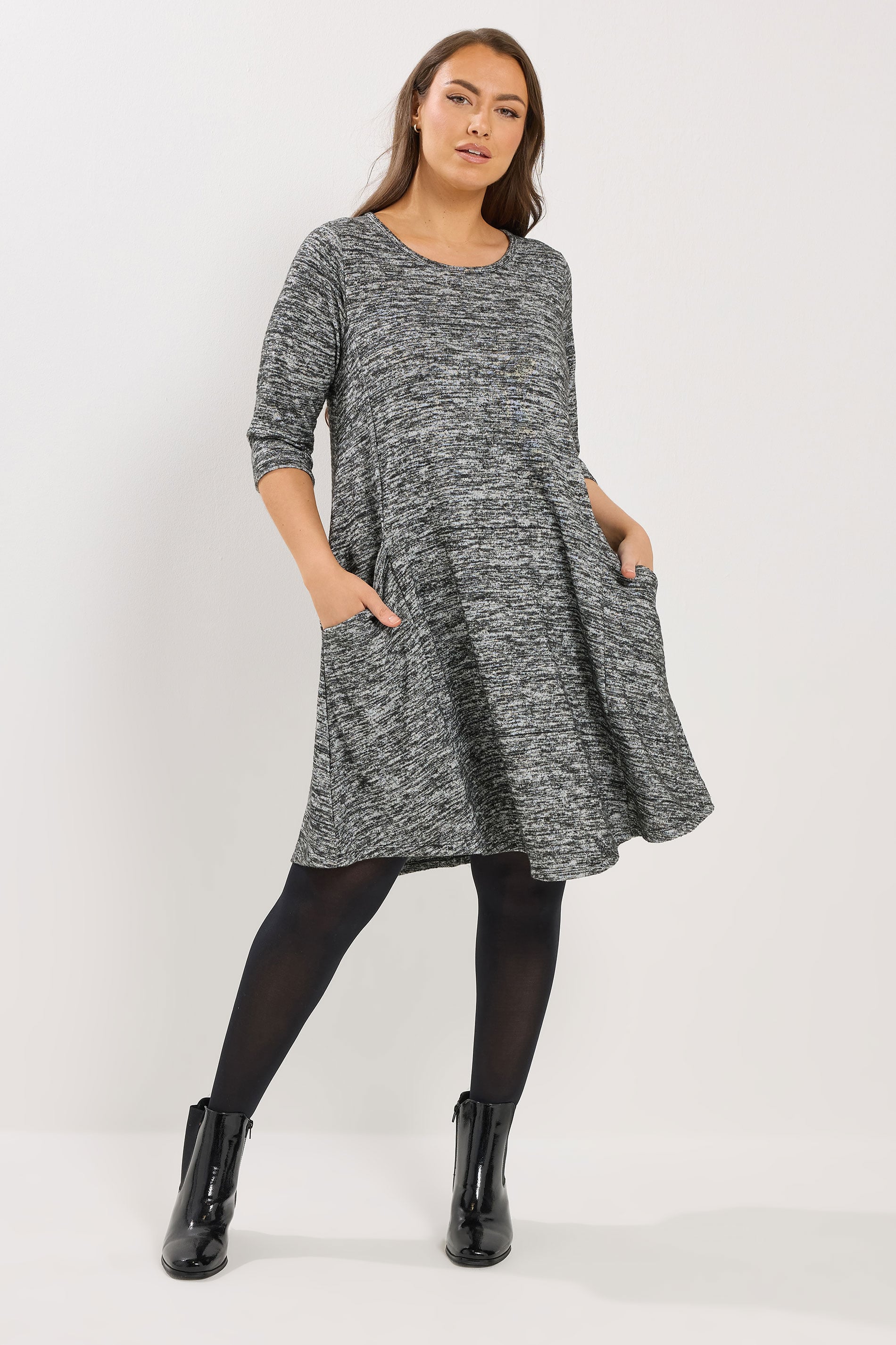 YOURS Plus Size Grey Drape Pocket Dress | Yours Clothing 3