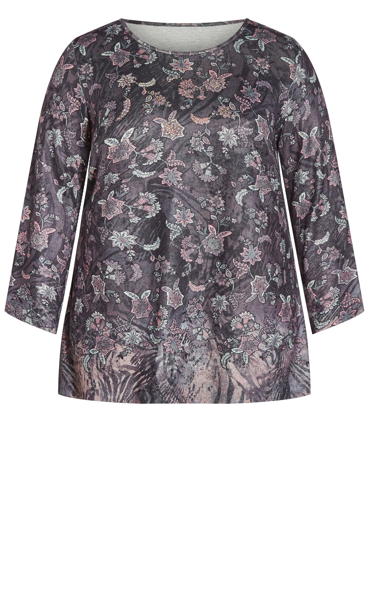 Evans Teal Blue Floral Long Sleeve Top 5