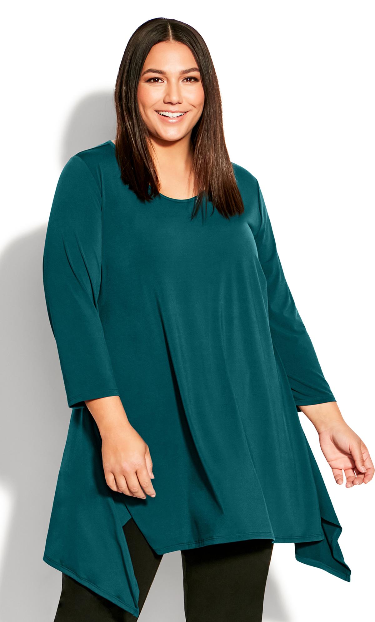 Modern Round Neck Relaxed Fit Emerald Green Plain Tunic 2