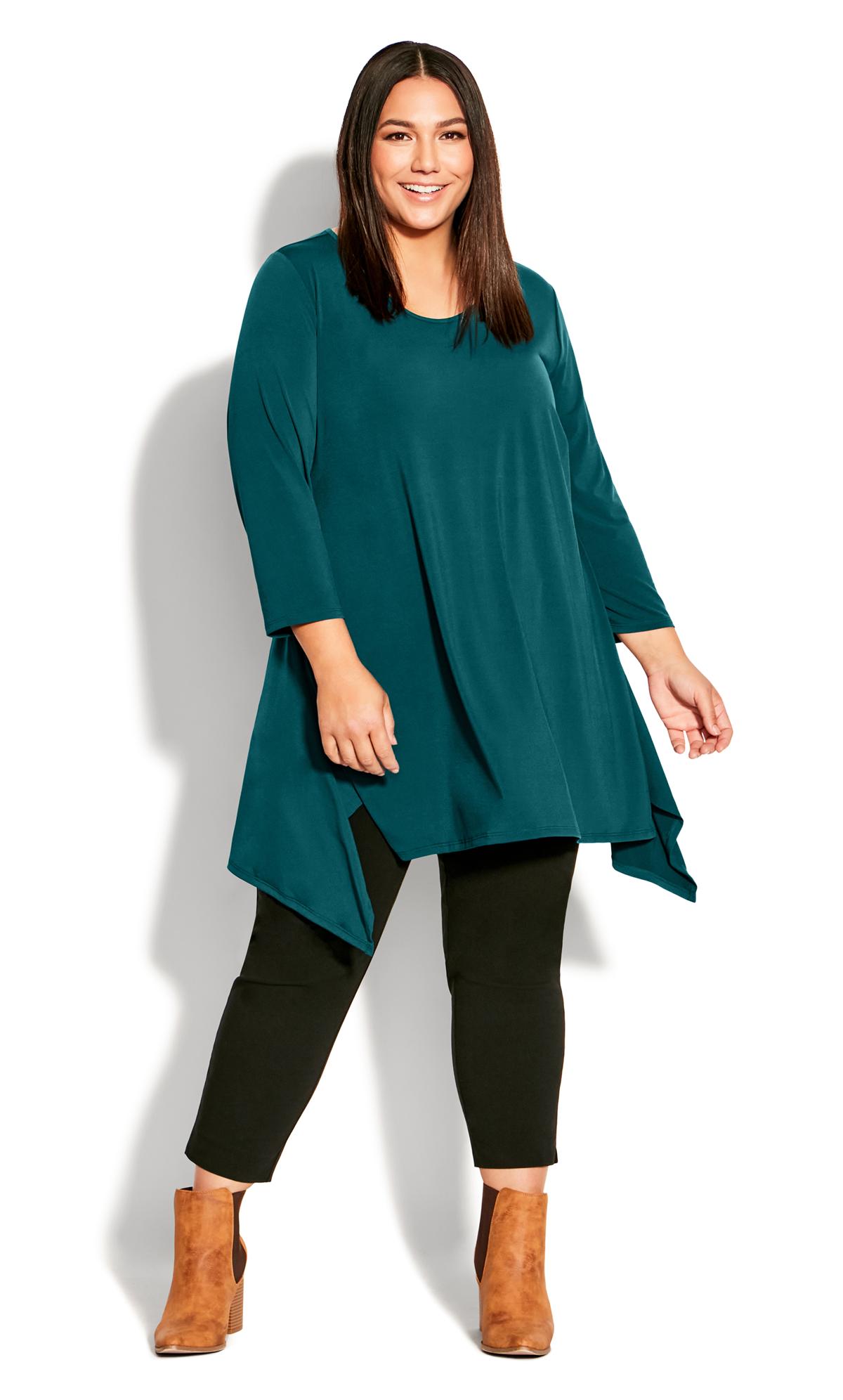 Modern Round Neck Relaxed Fit Emerald Green Plain Tunic 1