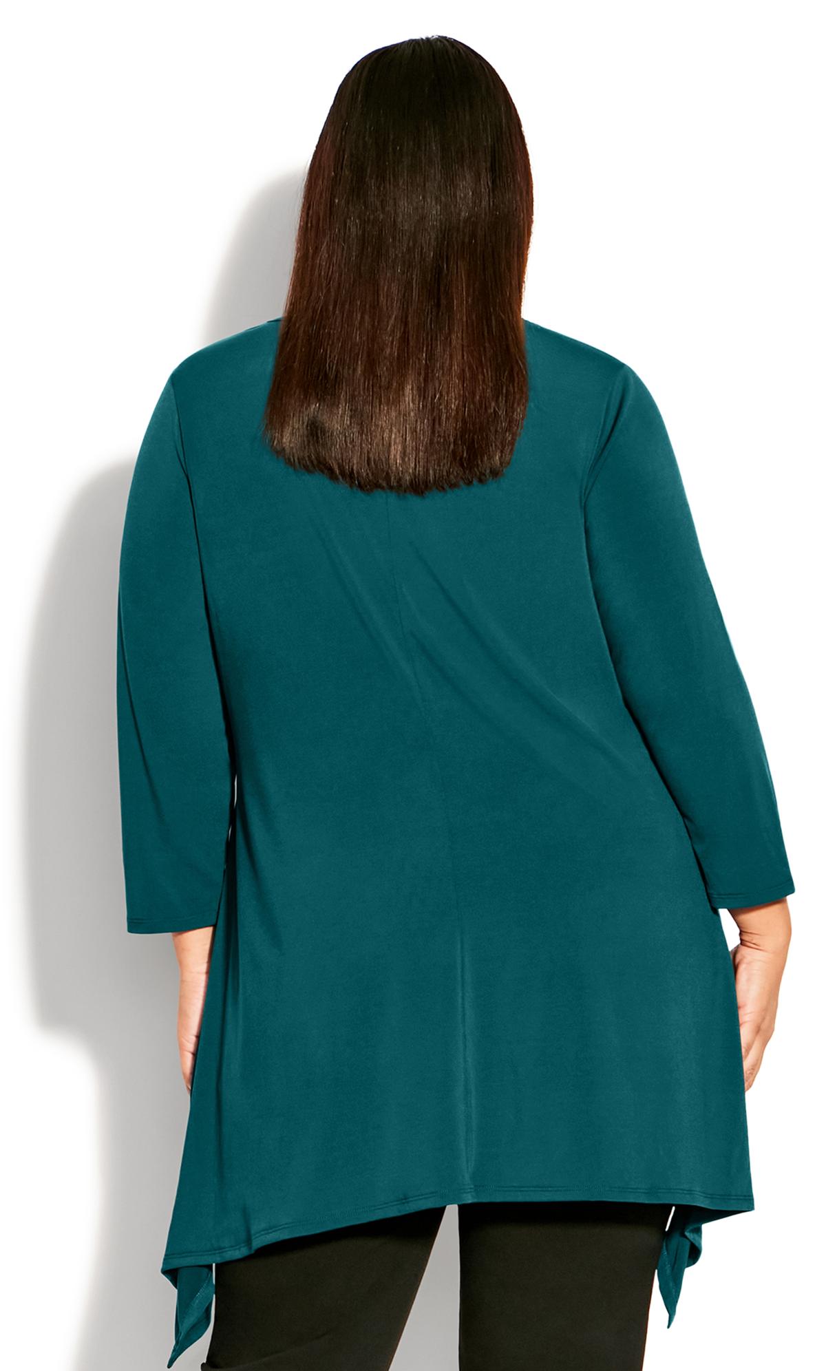 Modern Round Neck Relaxed Fit Emerald Green Plain Tunic 3